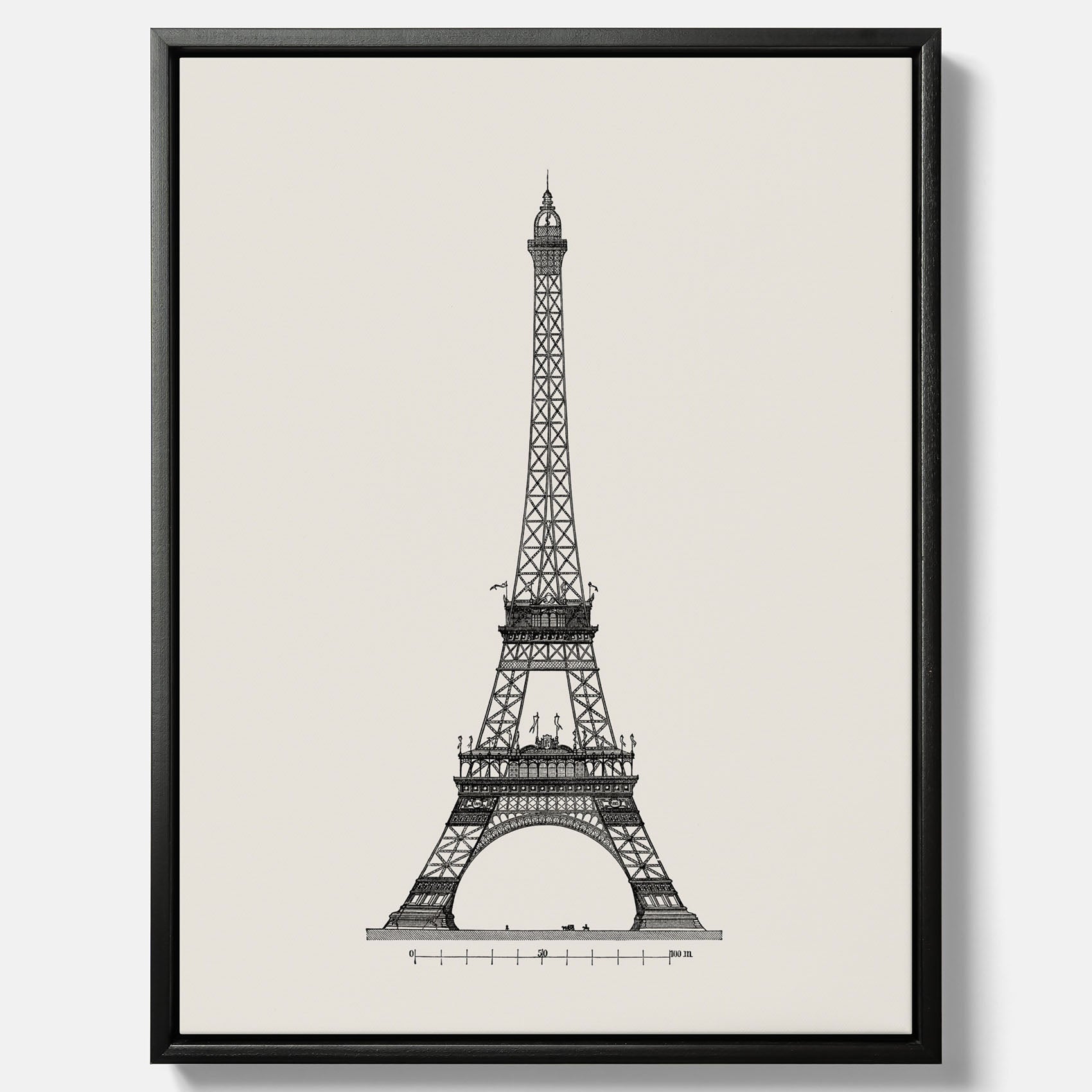 Tavla i canvas med en Vintageposter med en illustration av Eiffeltornet i Paris – Arkitektur poster