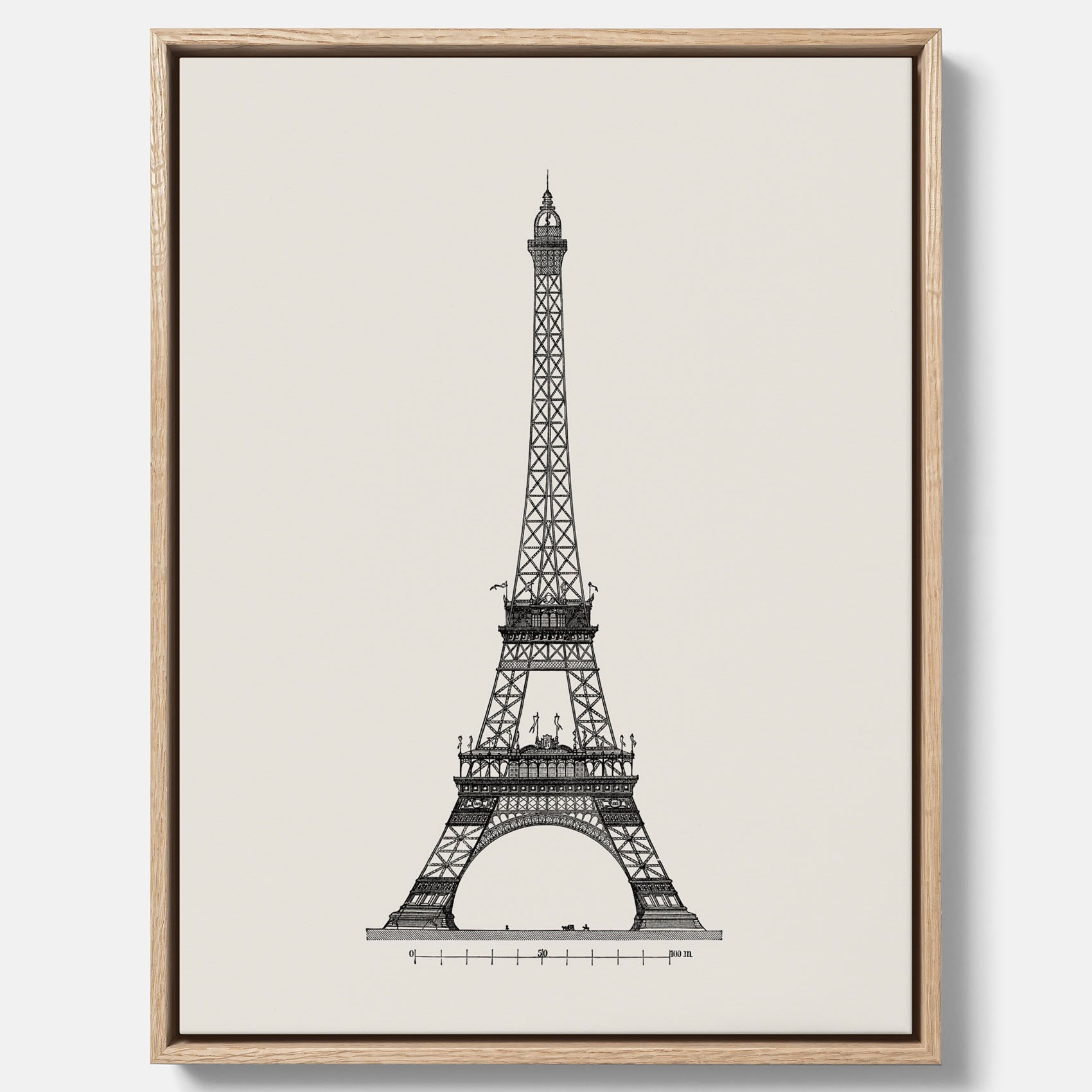 Tavla i canvas med en Vintageposter med en illustration av Eiffeltornet i Paris – Arkitektur poster
