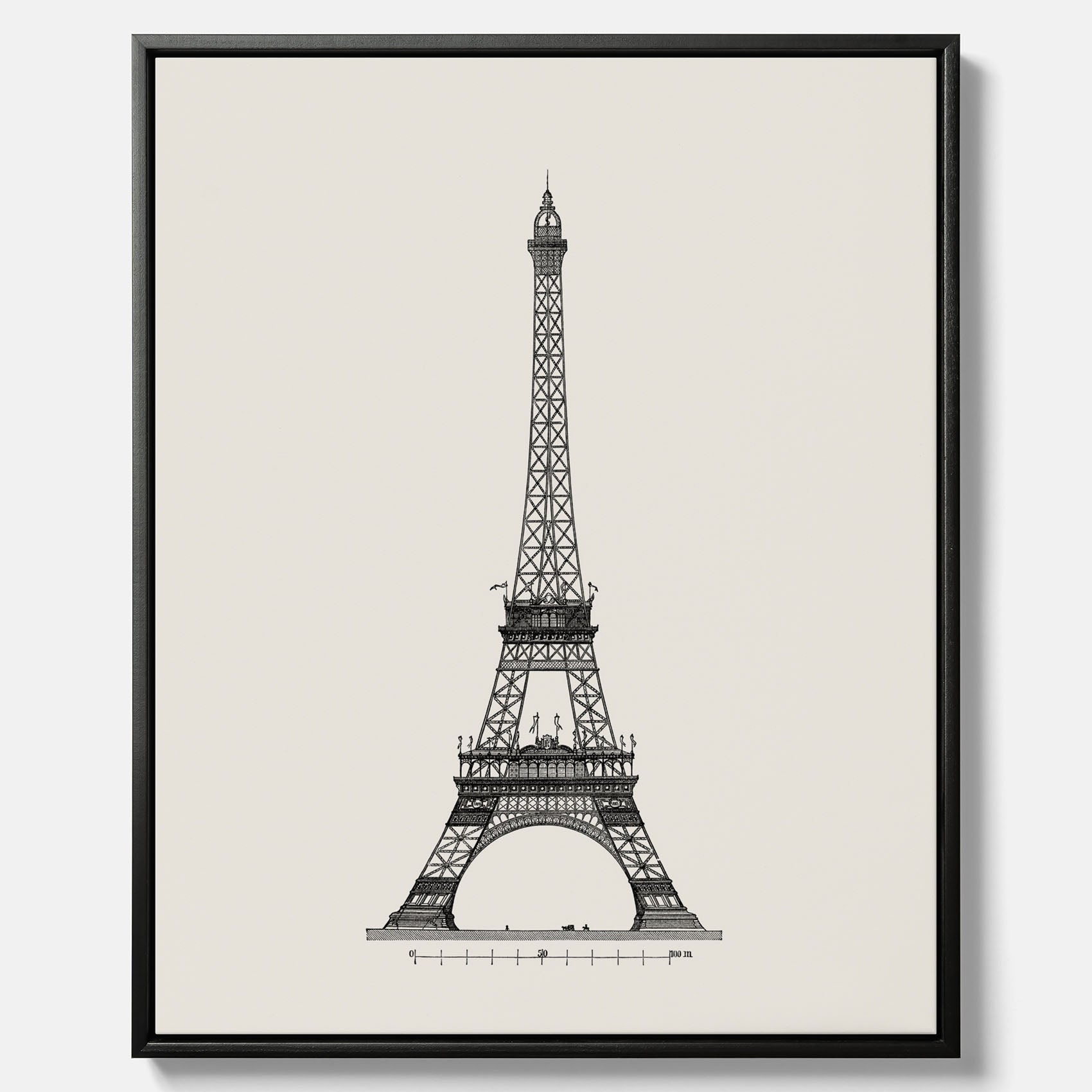 Tavla i canvas med en Vintageposter med en illustration av Eiffeltornet i Paris – Arkitektur poster