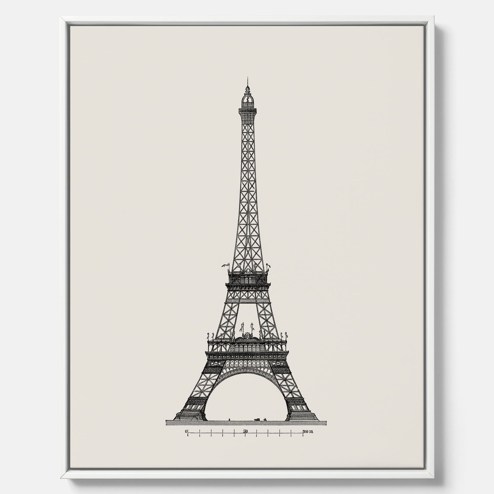 Tavla i canvas med en Vintageposter med en illustration av Eiffeltornet i Paris – Arkitektur poster