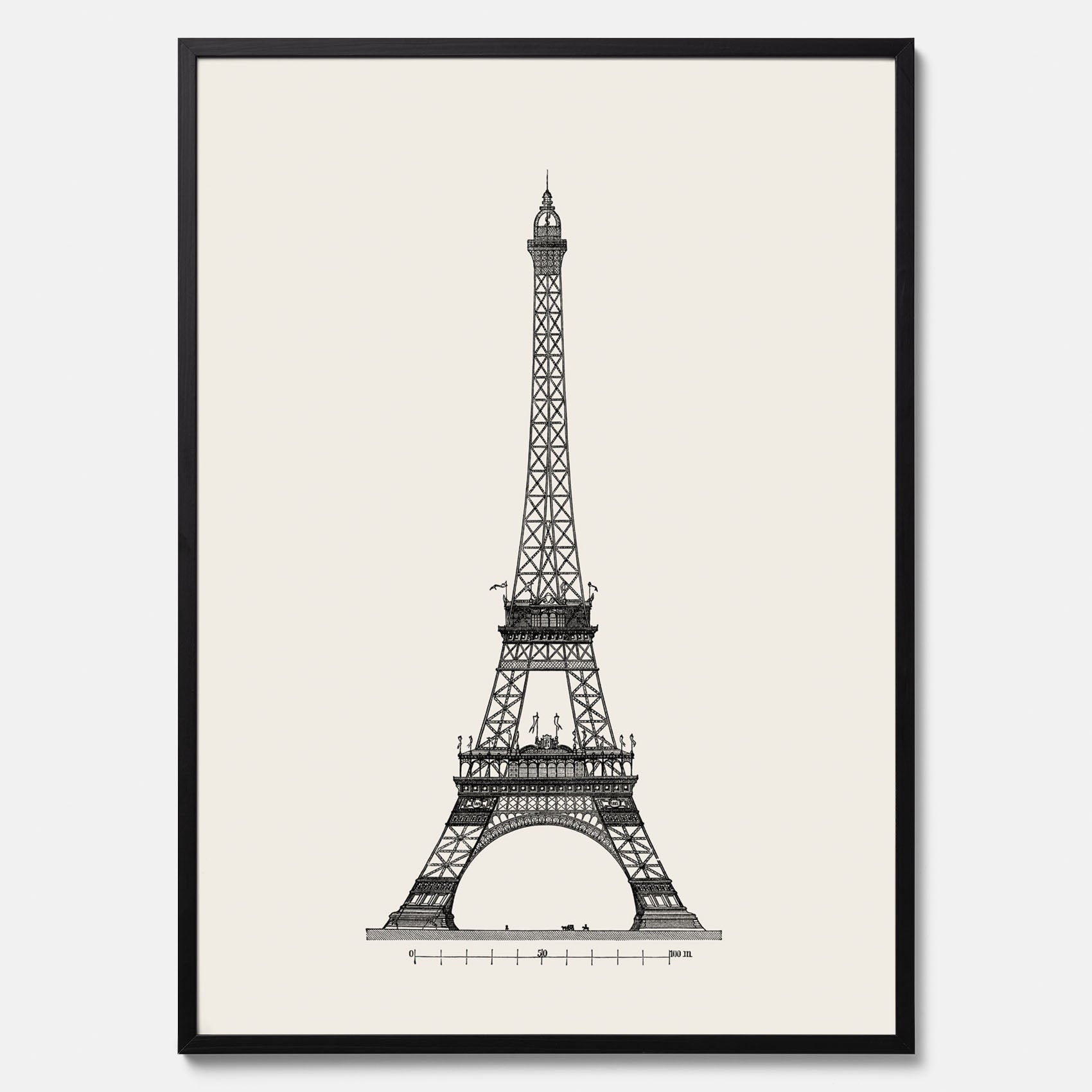 Tavla med en Vintageposter med en illustration av Eiffeltornet i Paris – Arkitektur poster