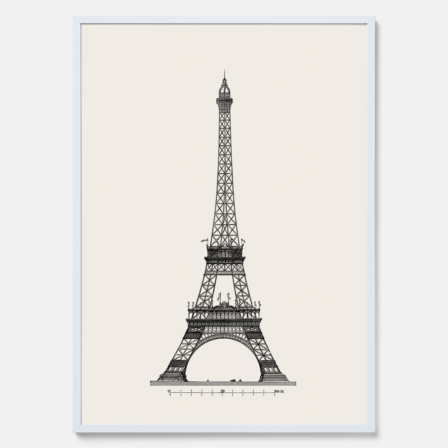 Tavla med en Vintageposter med en illustration av Eiffeltornet i Paris – Arkitektur poster