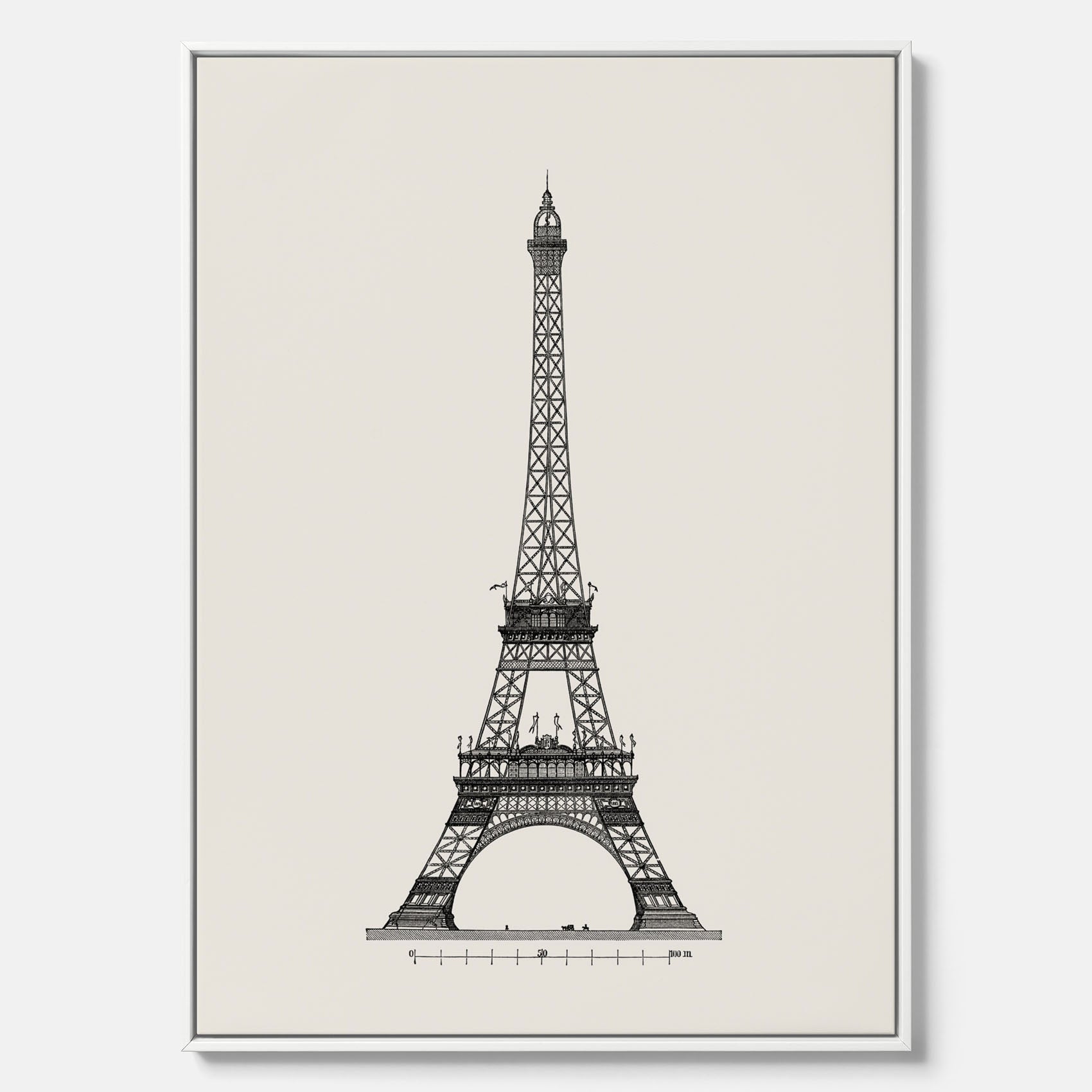 Tavla i canvas med en Vintageposter med en illustration av Eiffeltornet i Paris – Arkitektur poster