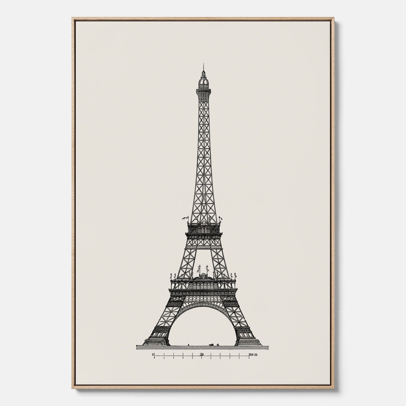 Tavla i canvas med en Vintageposter med en illustration av Eiffeltornet i Paris – Arkitektur poster