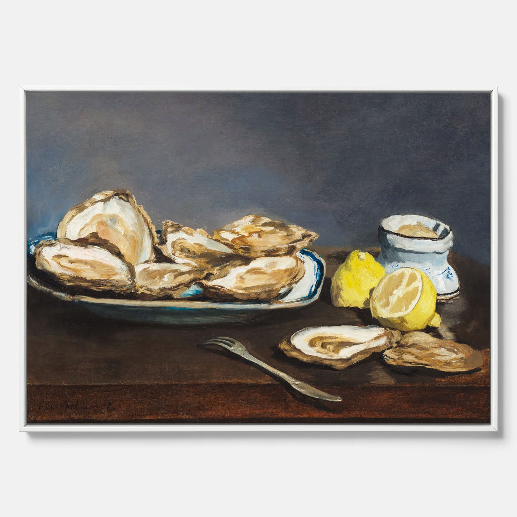 Canvastavla till kök med ”Oysters" poster – Poster till kök, stilleben med ostron, Köksposter, tavla till kök