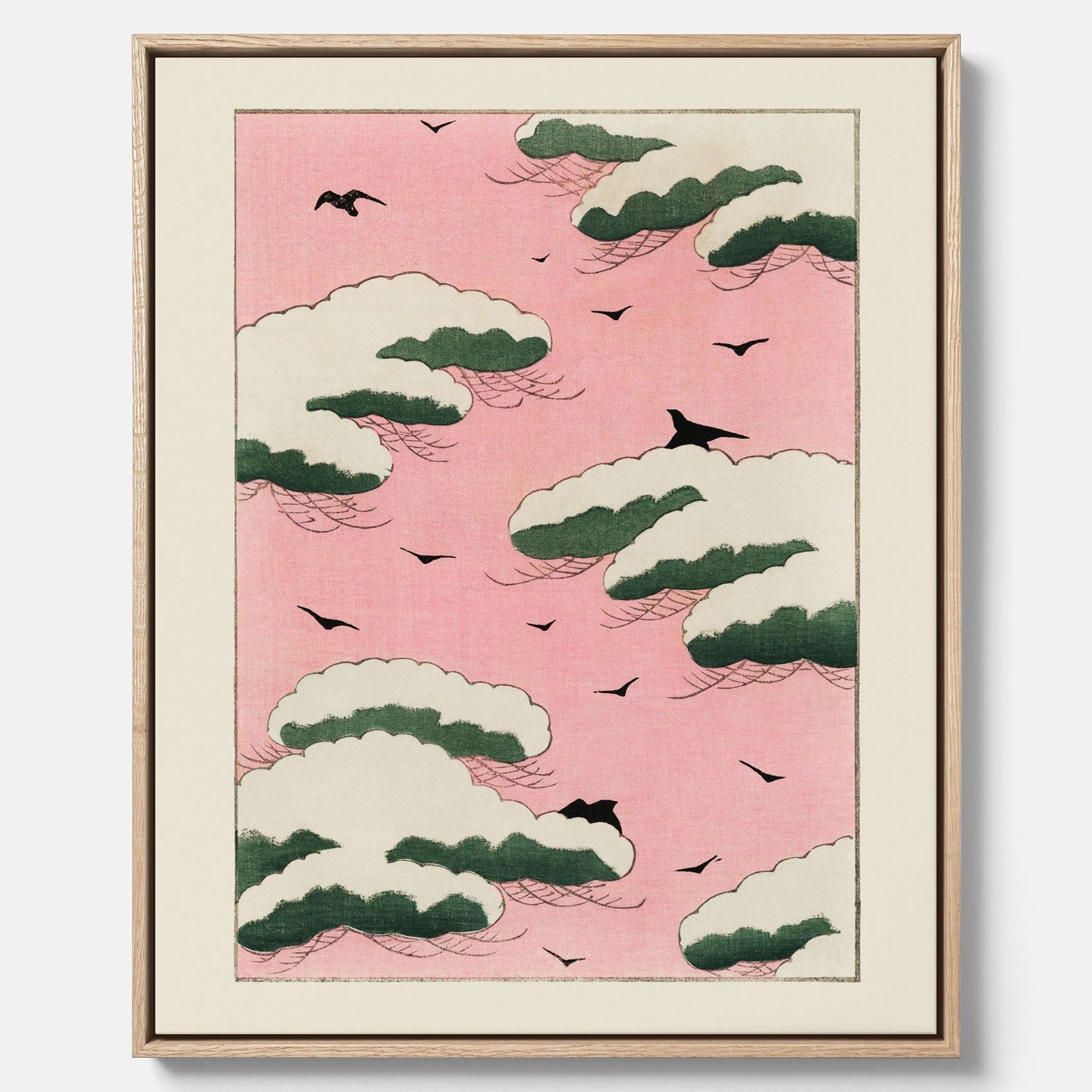 Tavla, Japansk Rosa Himmel canvas – Vintageposter av Watanabe Shōtei