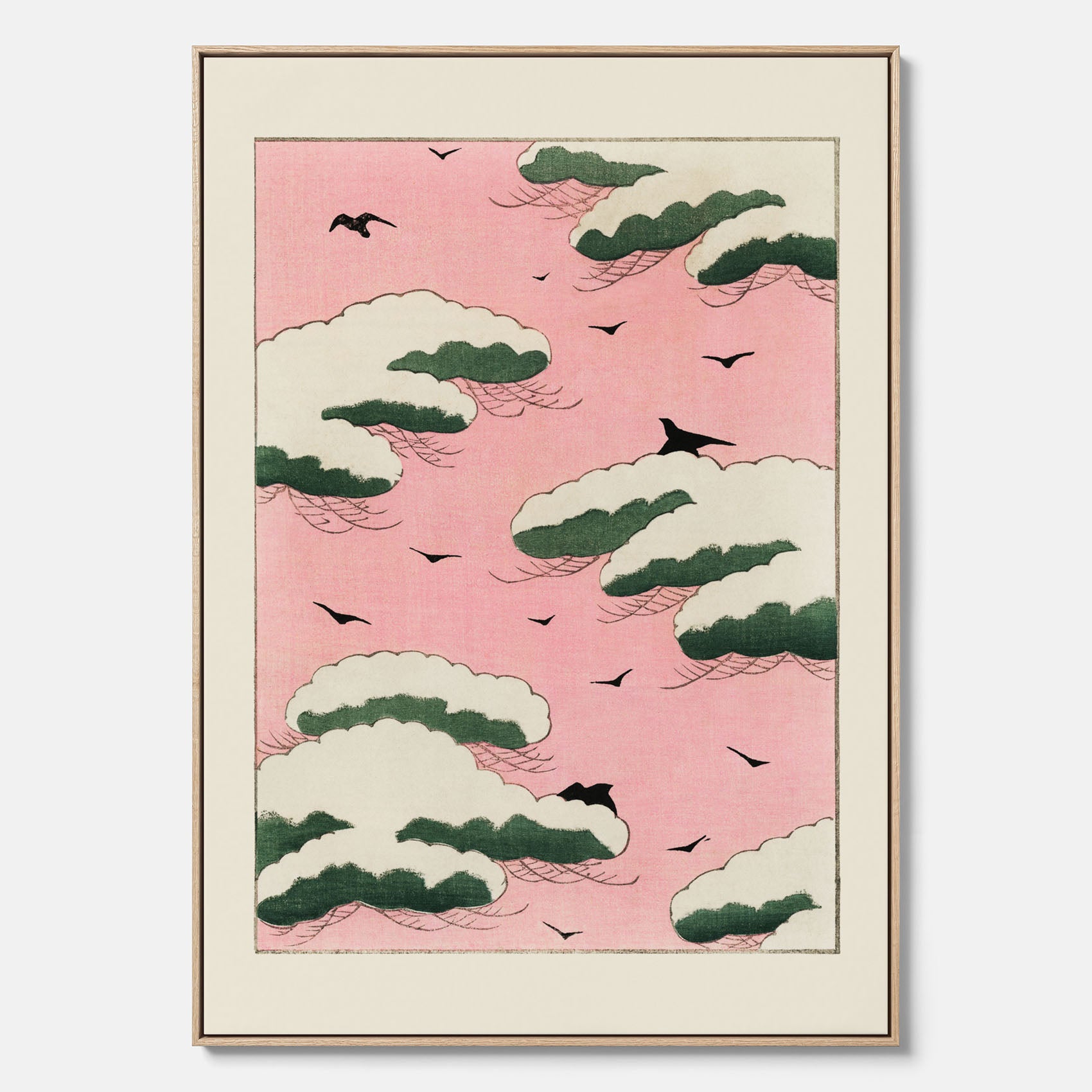 Tavla, Japansk Rosa Himmel canvas – Vintageposter av Watanabe Shōtei