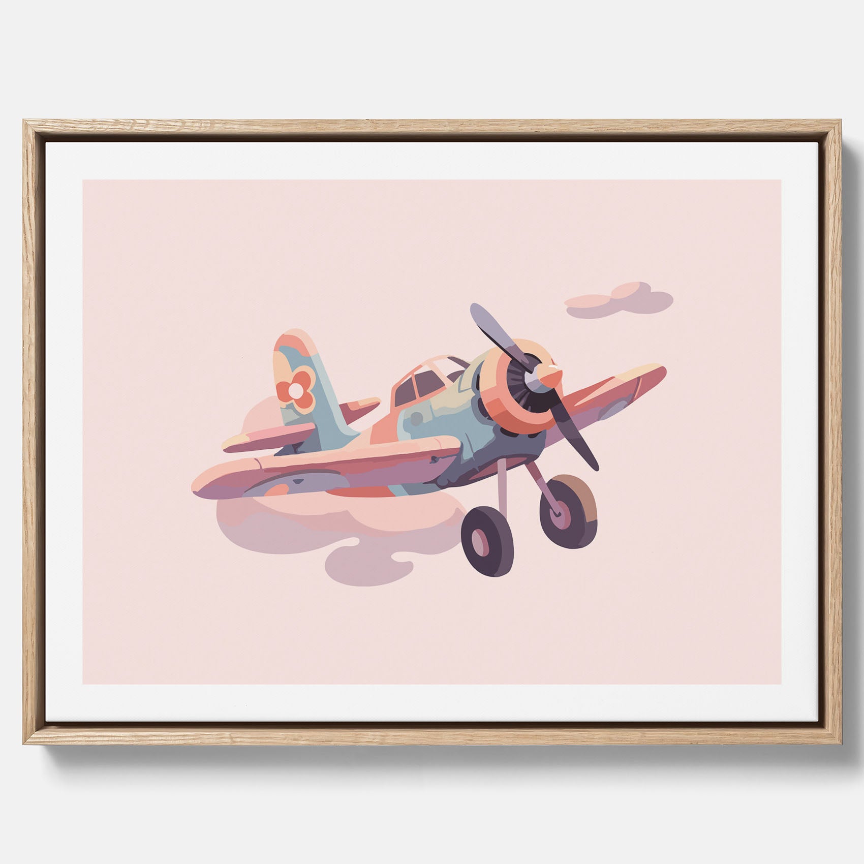 Barnposter med ett flygplan till ett barnrum - Canvas