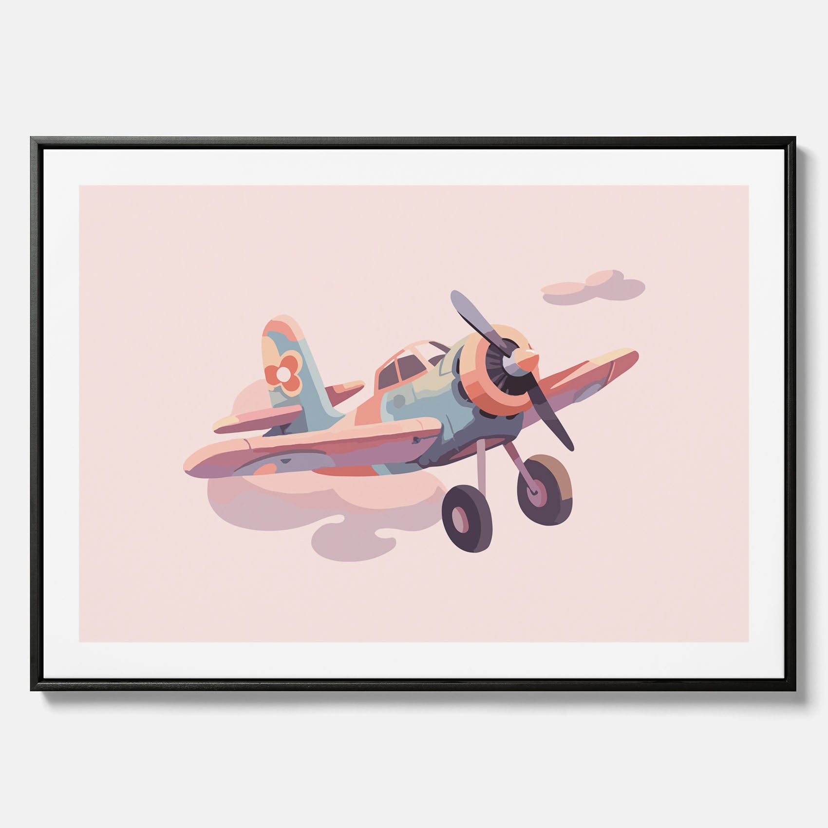 Barnposter med ett flygplan till ett barnrum - Canvas