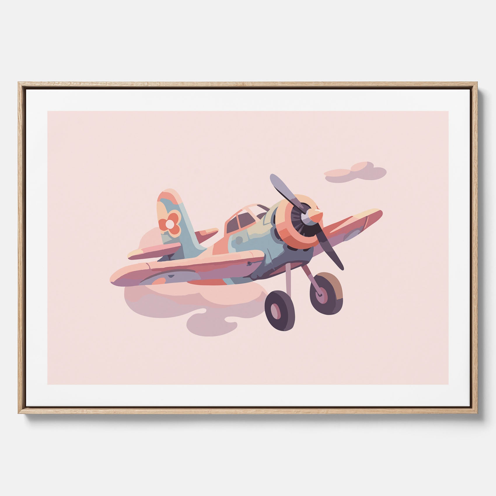 Barnposter med ett flygplan till ett barnrum - Canvas