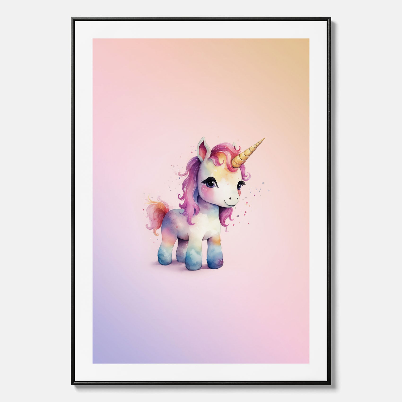 Enhörning Barnposter – Canvas till barnrummet, barn poster, lekfull poster