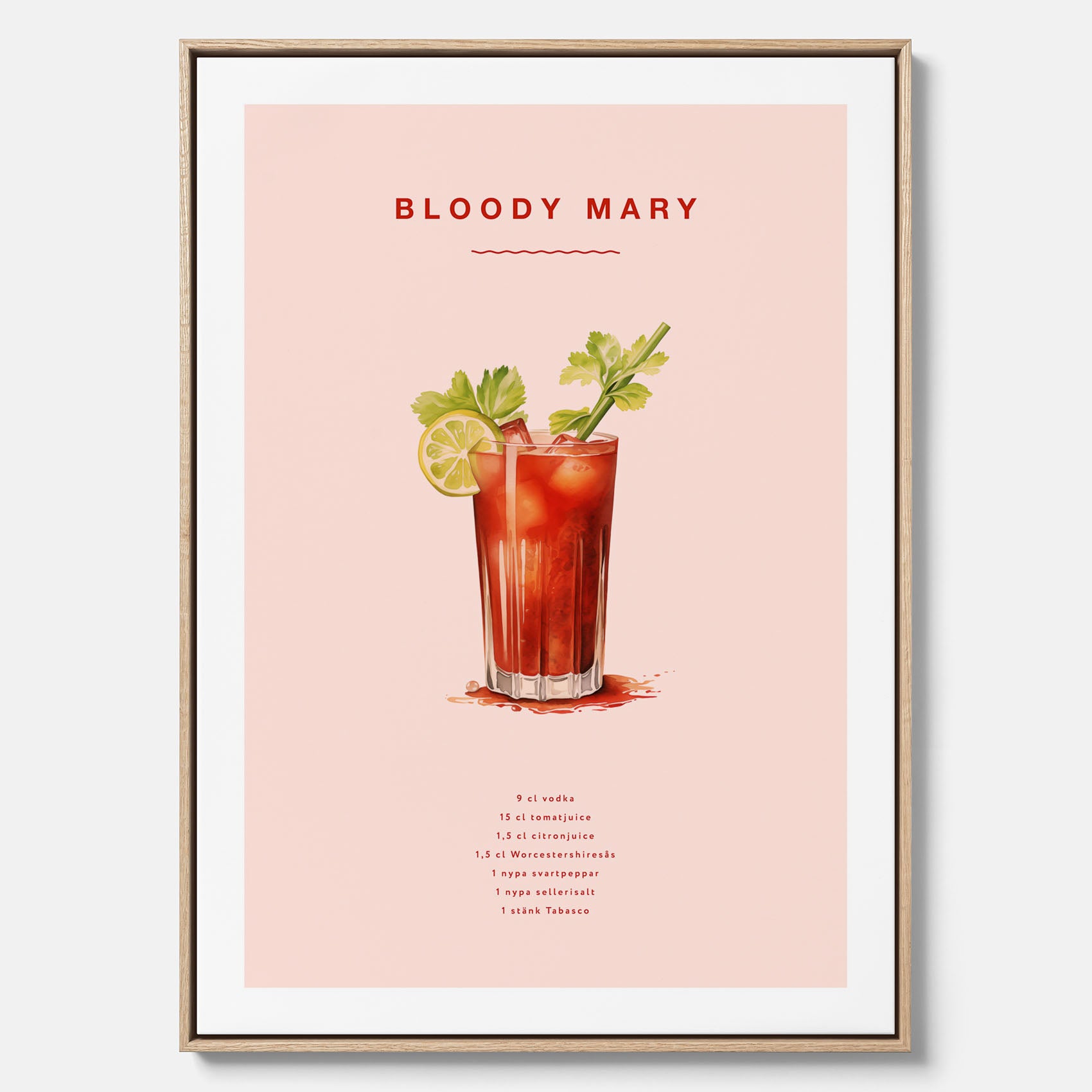 Bloody Mary canvastavla – Affisch med drink, drinkposter med cocktail, Bloody Mary recept poster