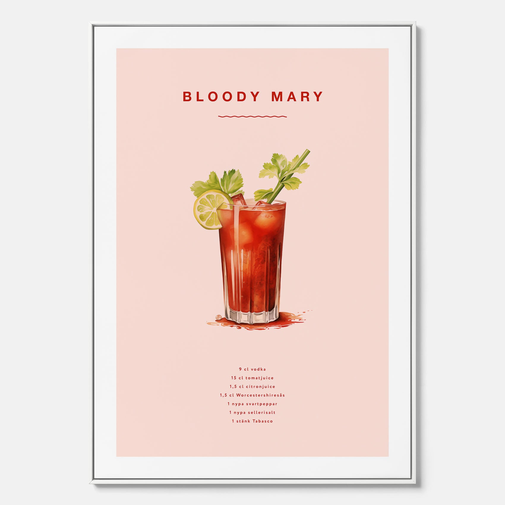 Bloody Mary canvastavla – Affisch med drink, drinkposter med cocktail, Bloody Mary recept poster