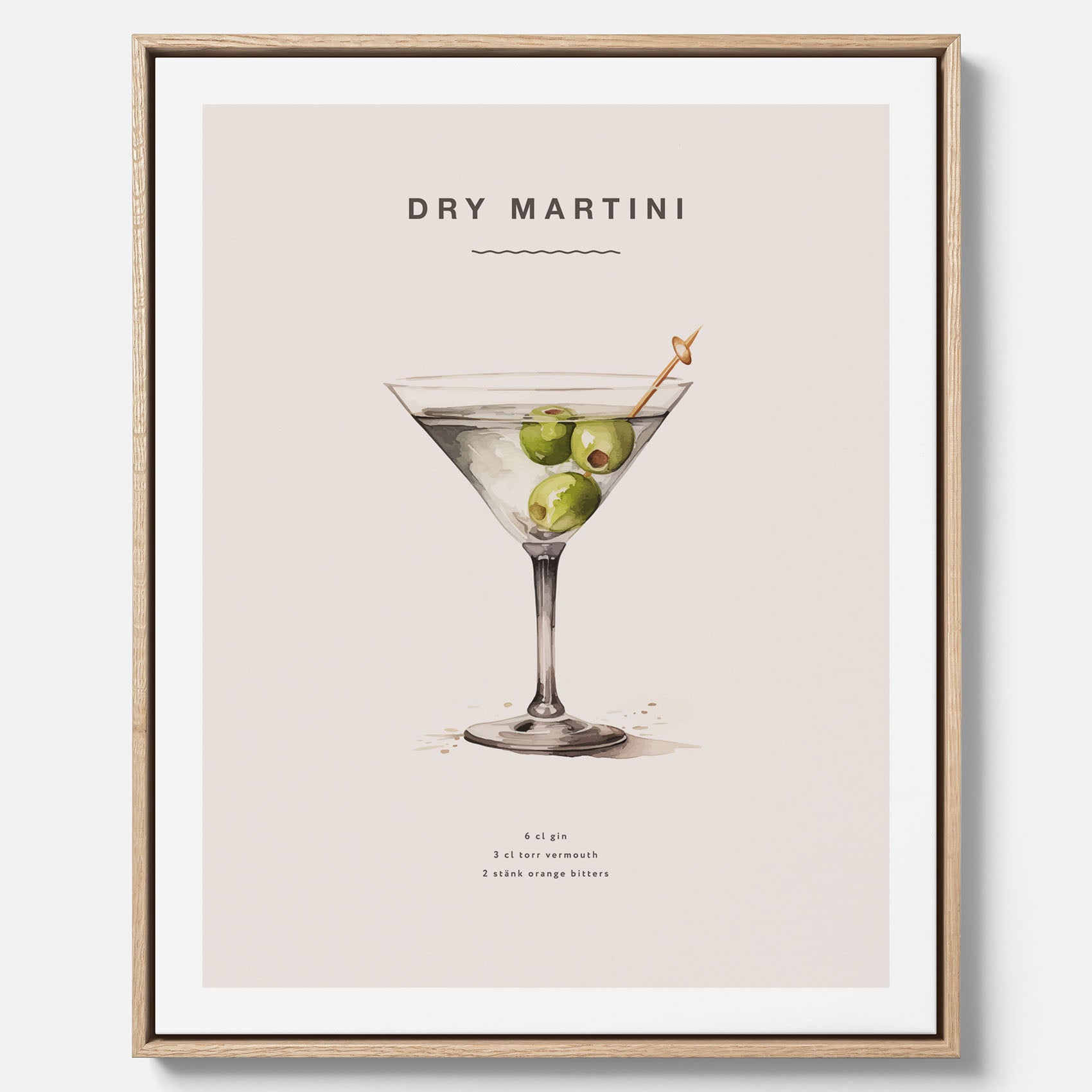 Canvastavla med en Dry Martini Poster – Affisch med drink, drinkposter med cocktail, Dry Martini recept poster
