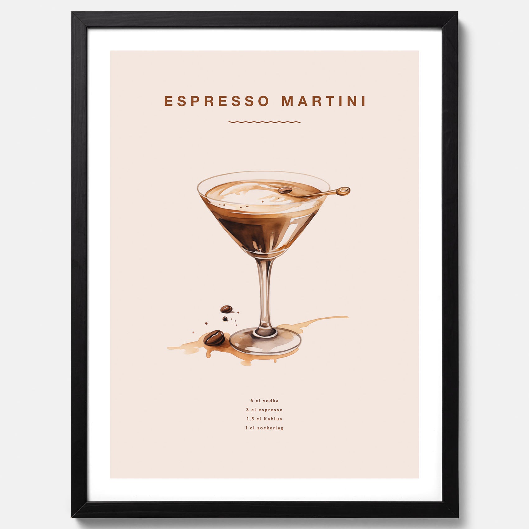 Tavla med Espresso Martini drink poster, drinkposter, drinktavla