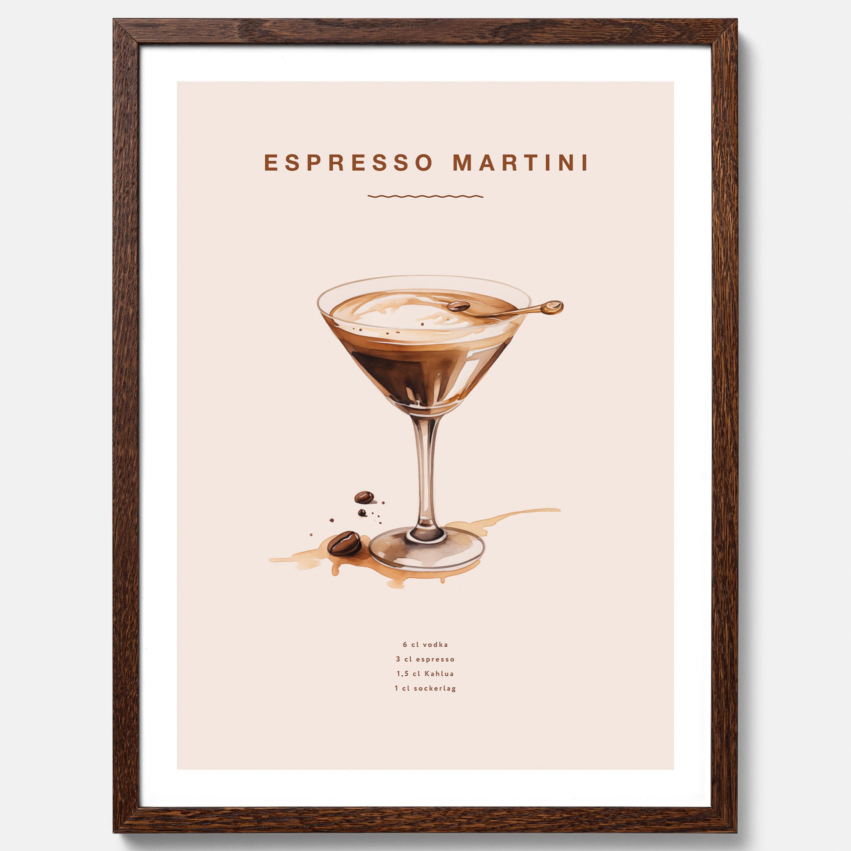 Tavla med Espresso Martini drink poster, drinkposter, drinktavla