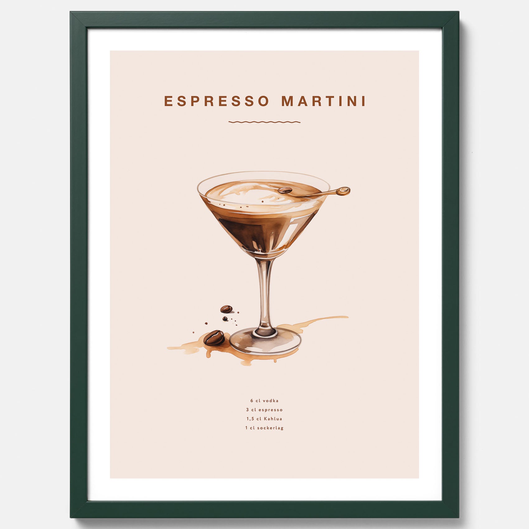 Tavla med Espresso Martini drink poster, drinkposter, drinktavla