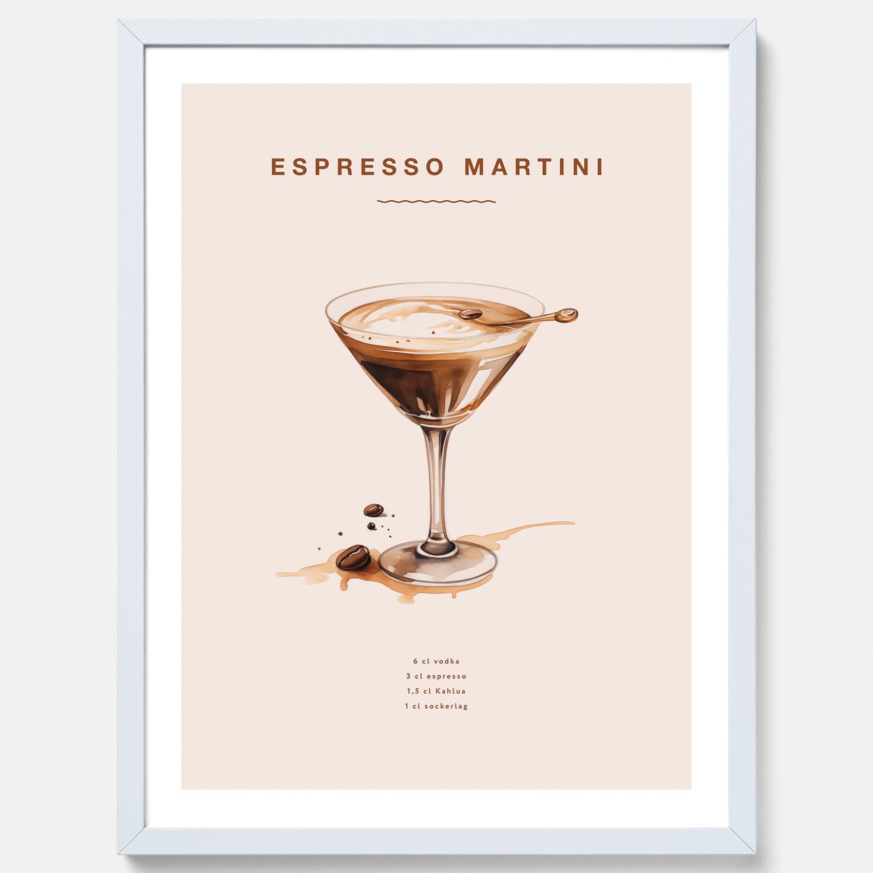 Tavla med Espresso Martini drink poster, drinkposter, drinktavla