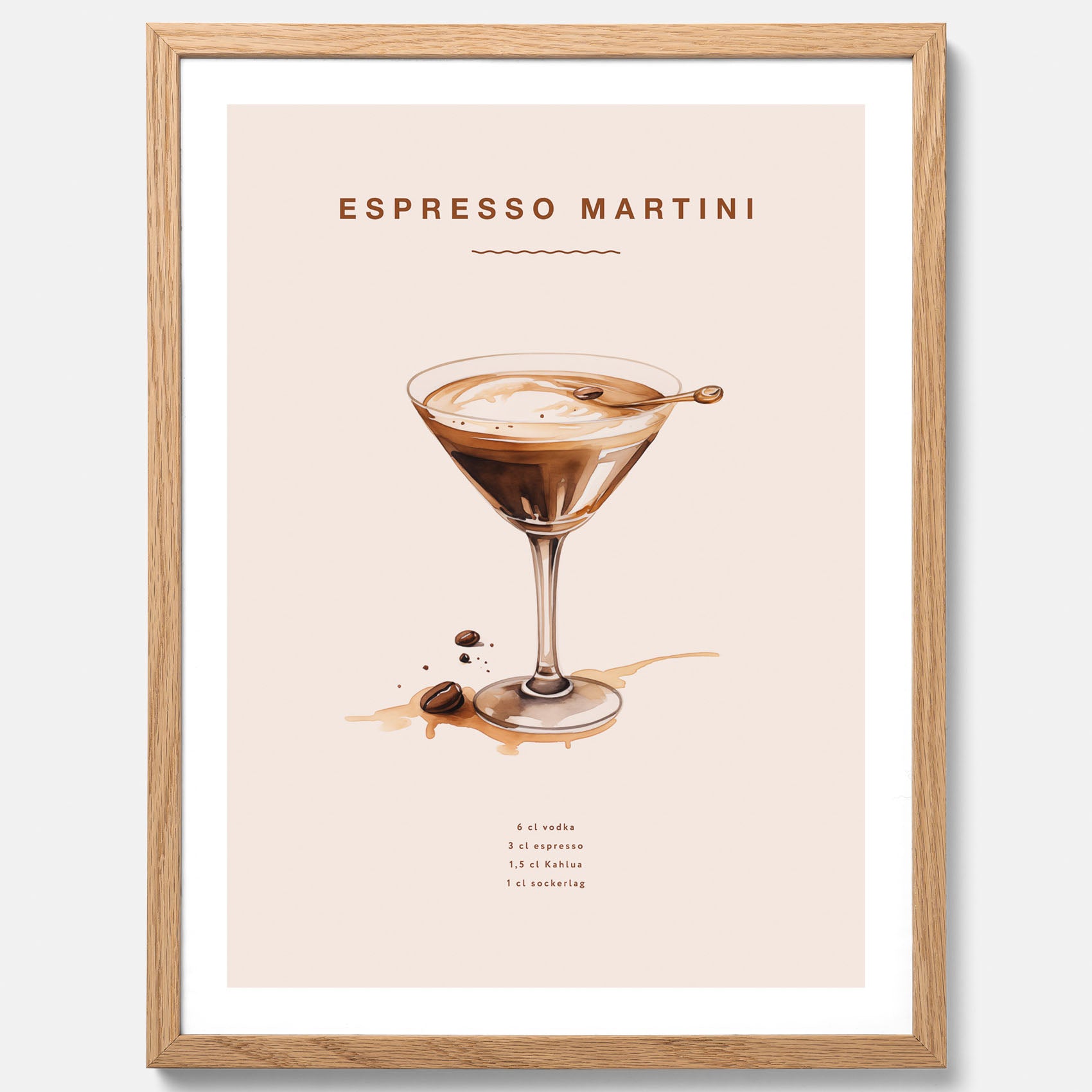 Tavla med Espresso Martini drink poster, drinkposter, drinktavla
