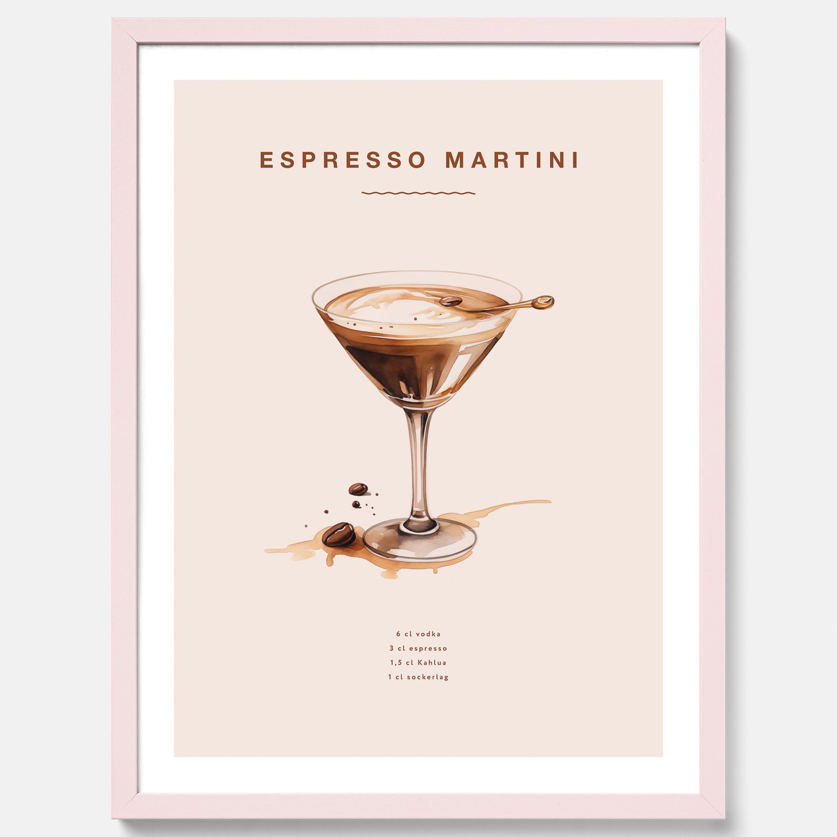 Tavla med Espresso Martini drink poster, drinkposter, drinktavla