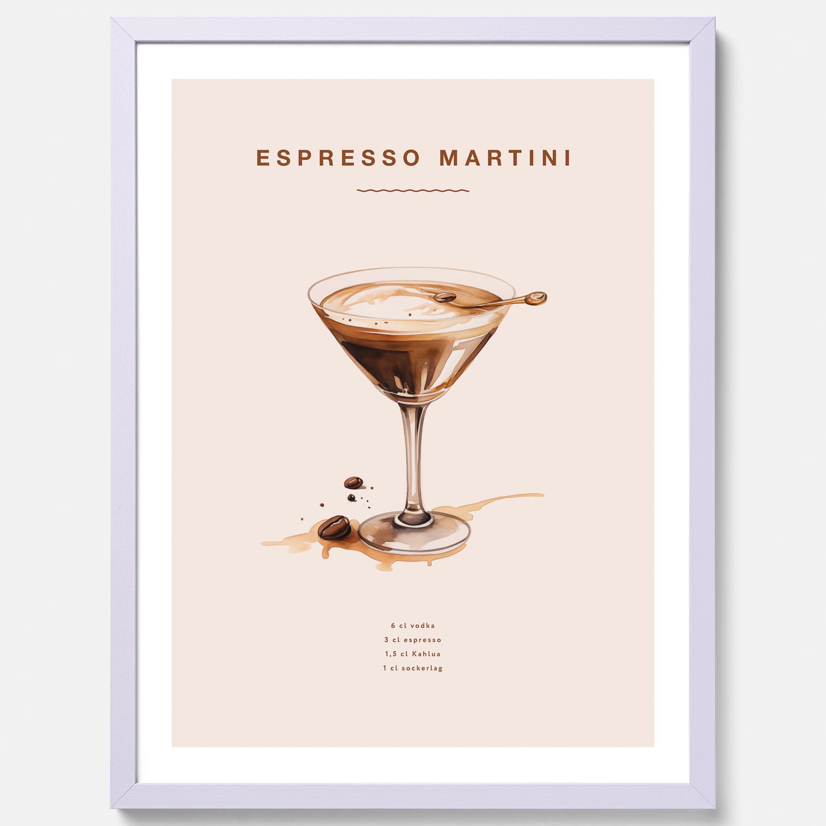 Tavla med Espresso Martini drink poster, drinkposter, drinktavla