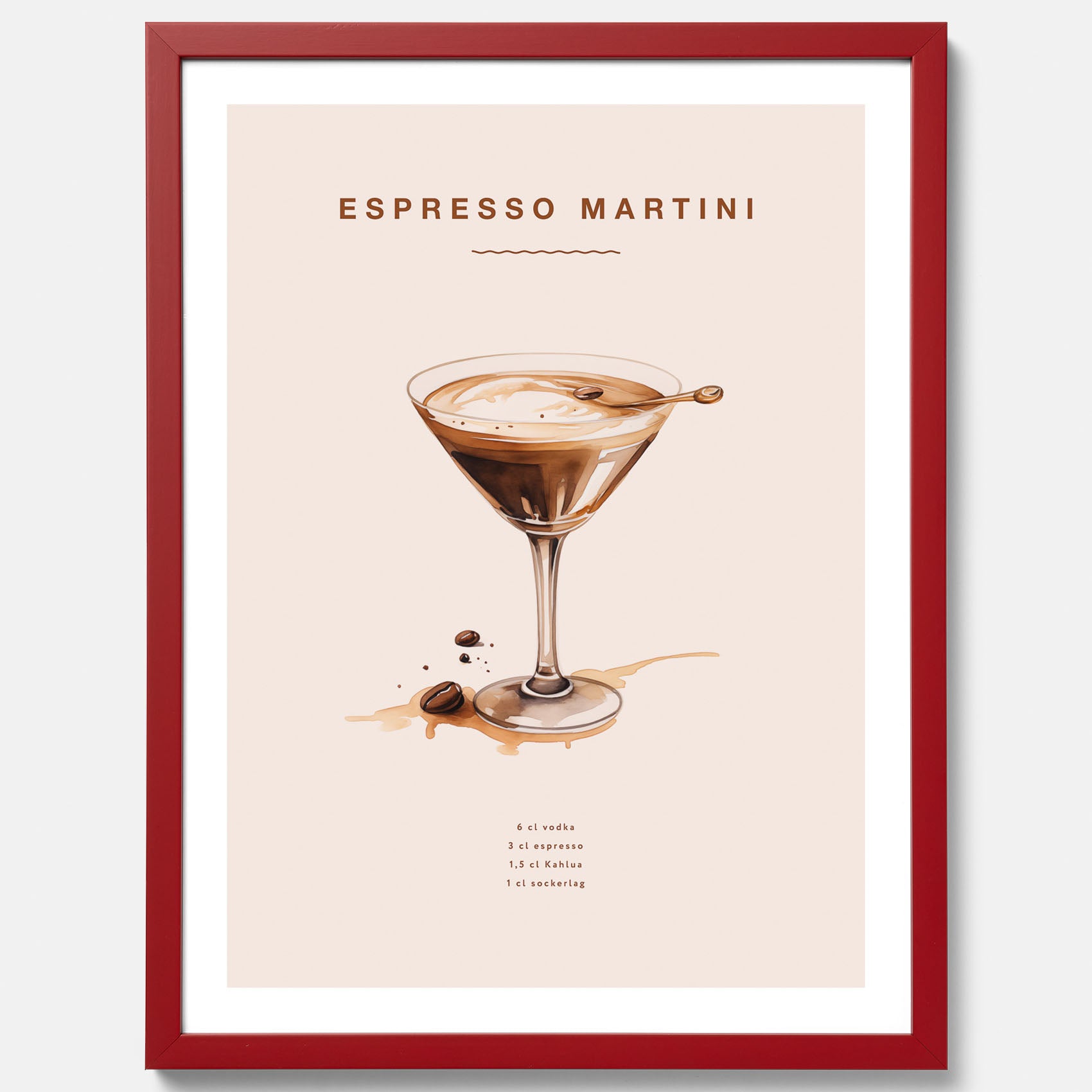 Tavla med Espresso Martini drink poster, drinkposter, drinktavla