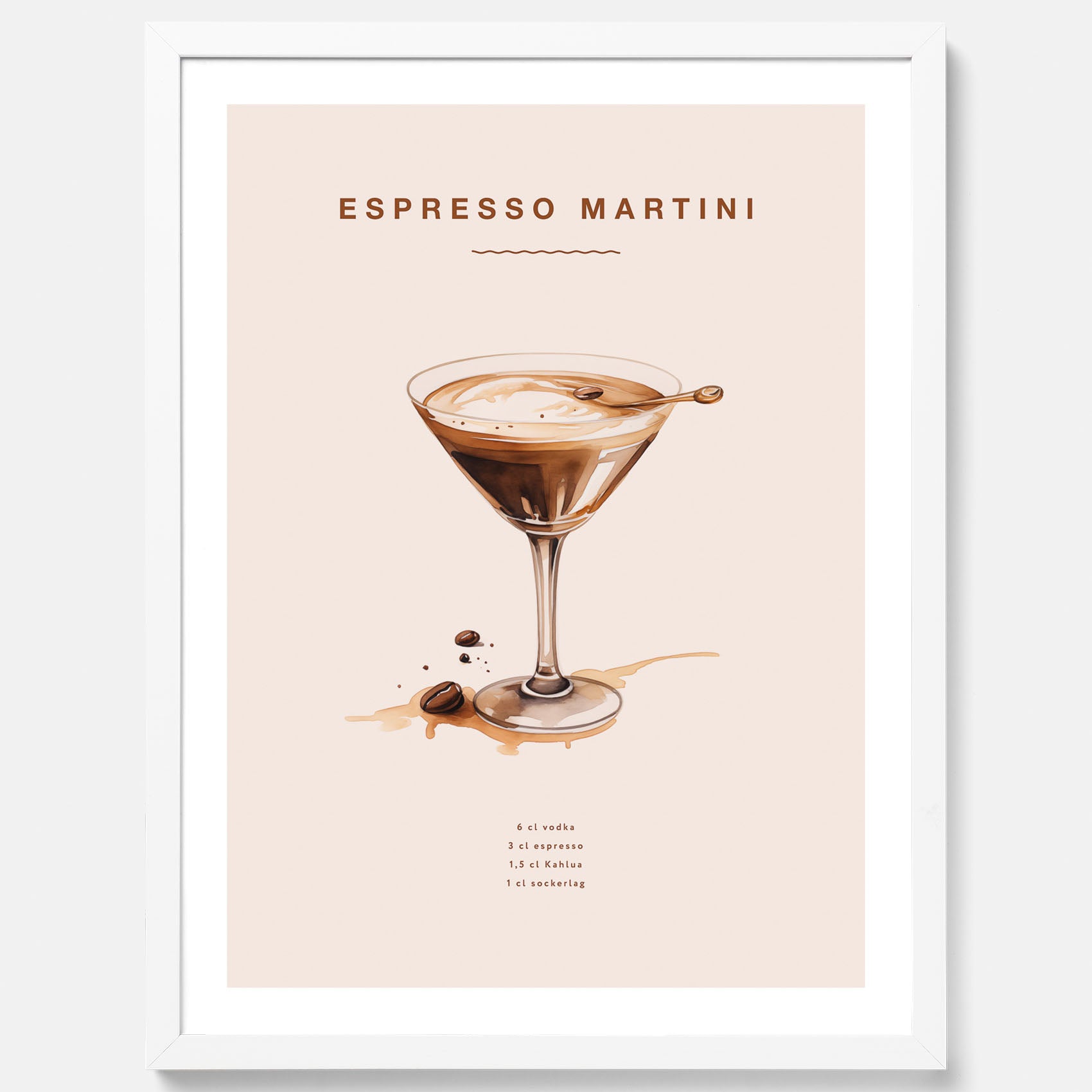 Tavla med Espresso Martini drink poster, drinkposter, drinktavla