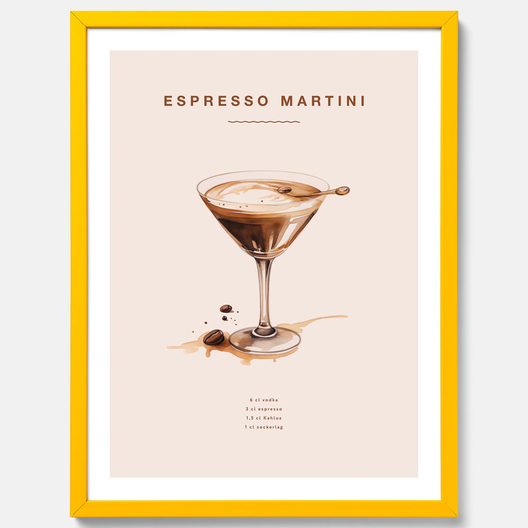 Tavla med Espresso Martini drink poster, drinkposter, drinktavla