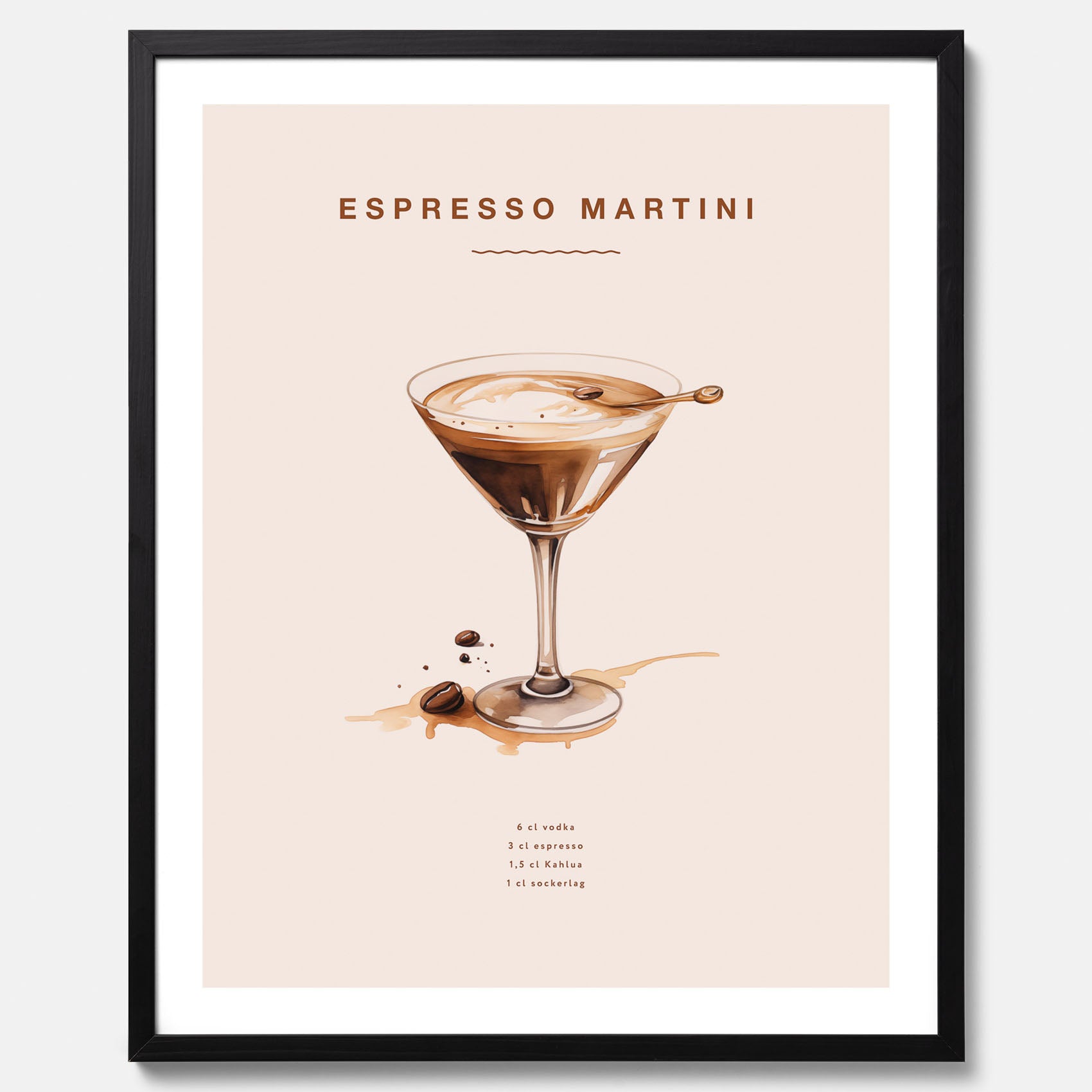 Tavla med Espresso Martini drink poster, drinkposter, drinktavla