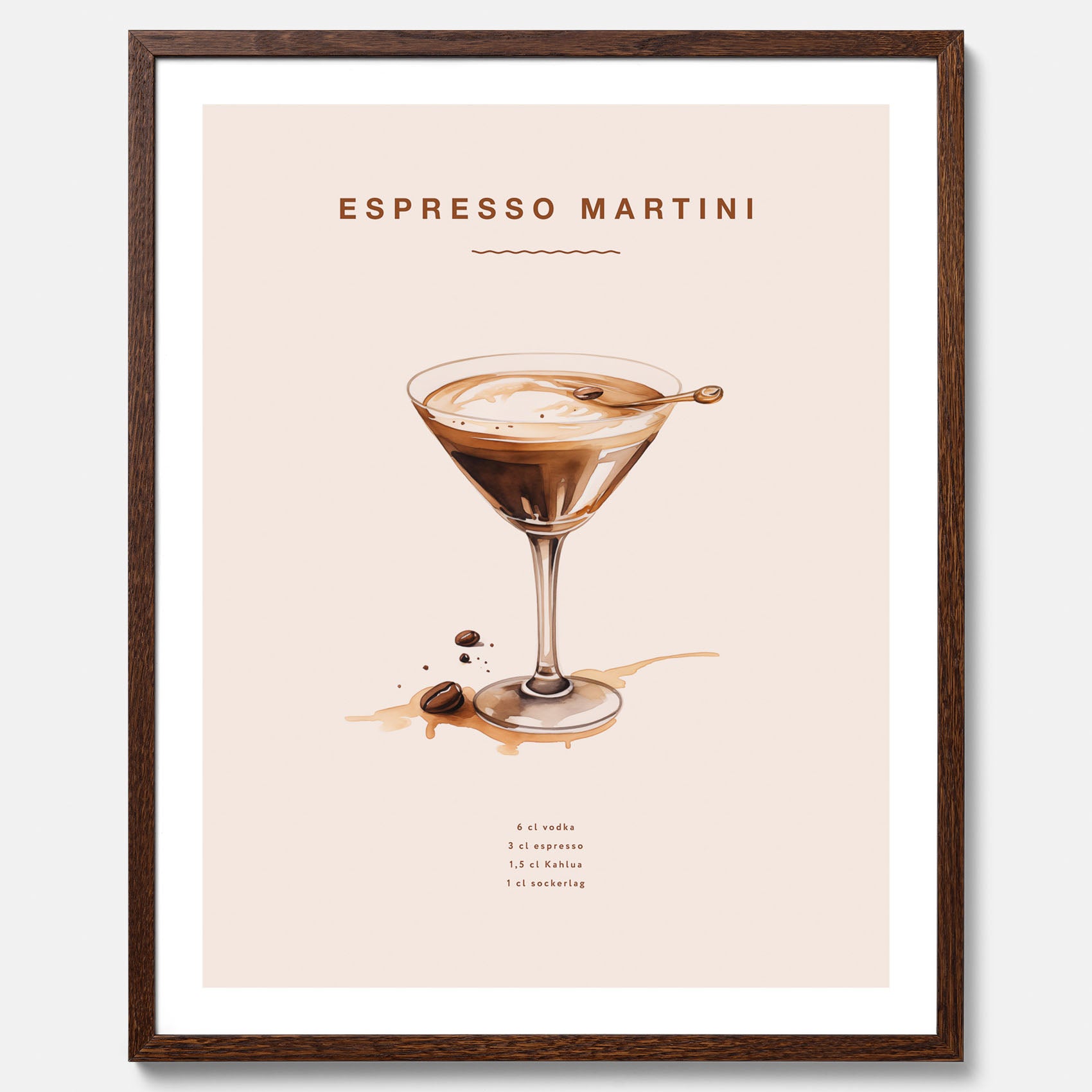 Tavla med Espresso Martini drink poster, drinkposter, drinktavla