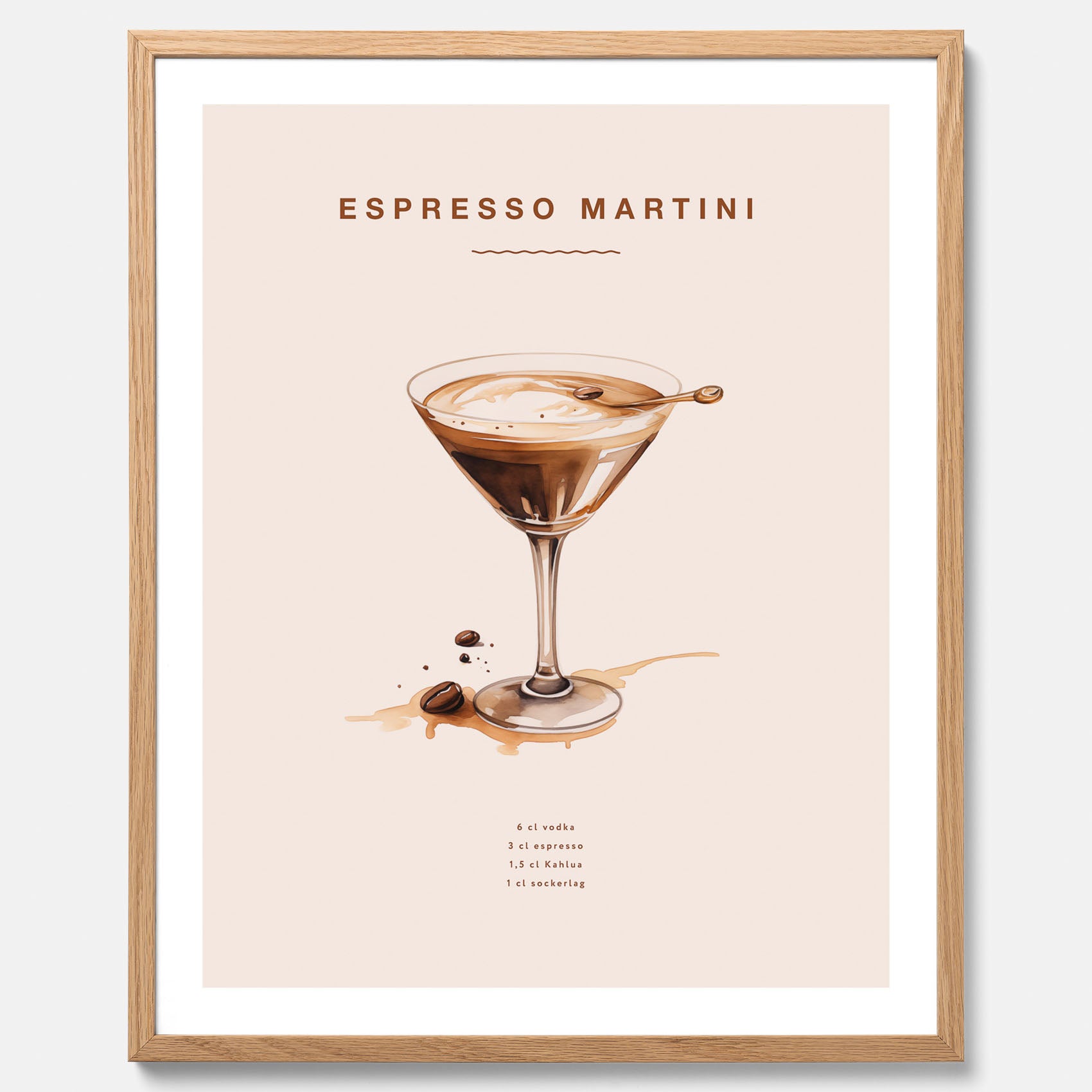 Tavla med Espresso Martini drink poster, drinkposter, drinktavla