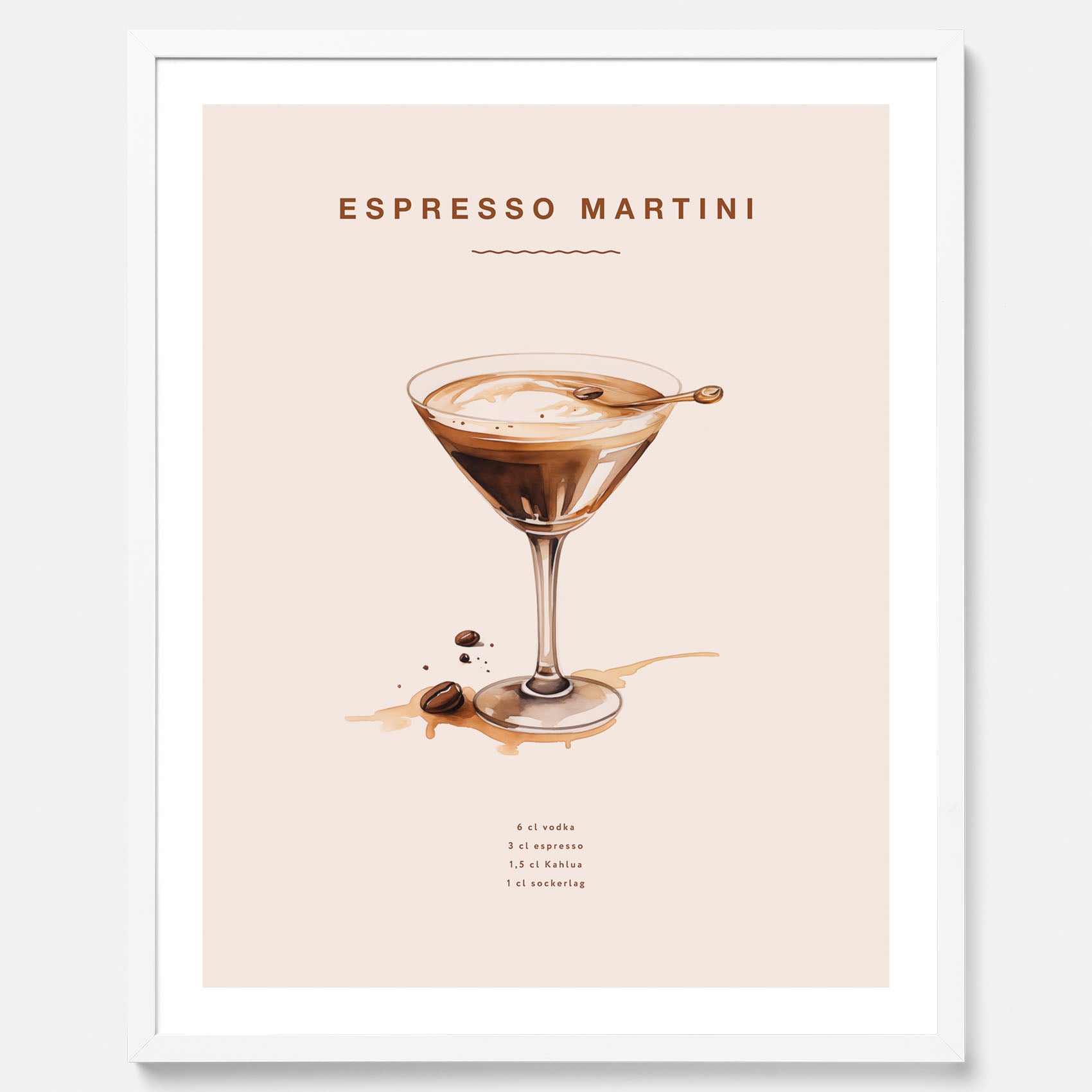 Tavla med Espresso Martini drink poster, drinkposter, drinktavla
