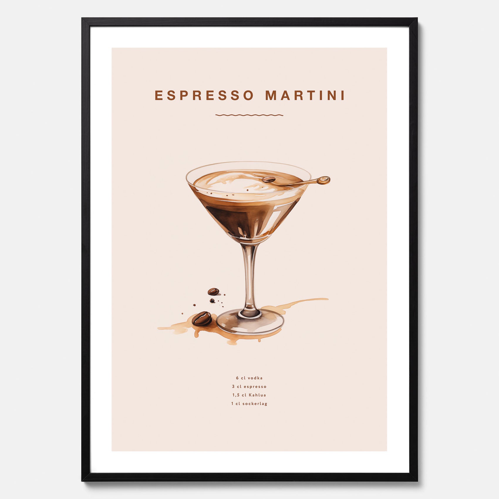 Tavla med Espresso Martini drink poster, drinkposter, drinktavla