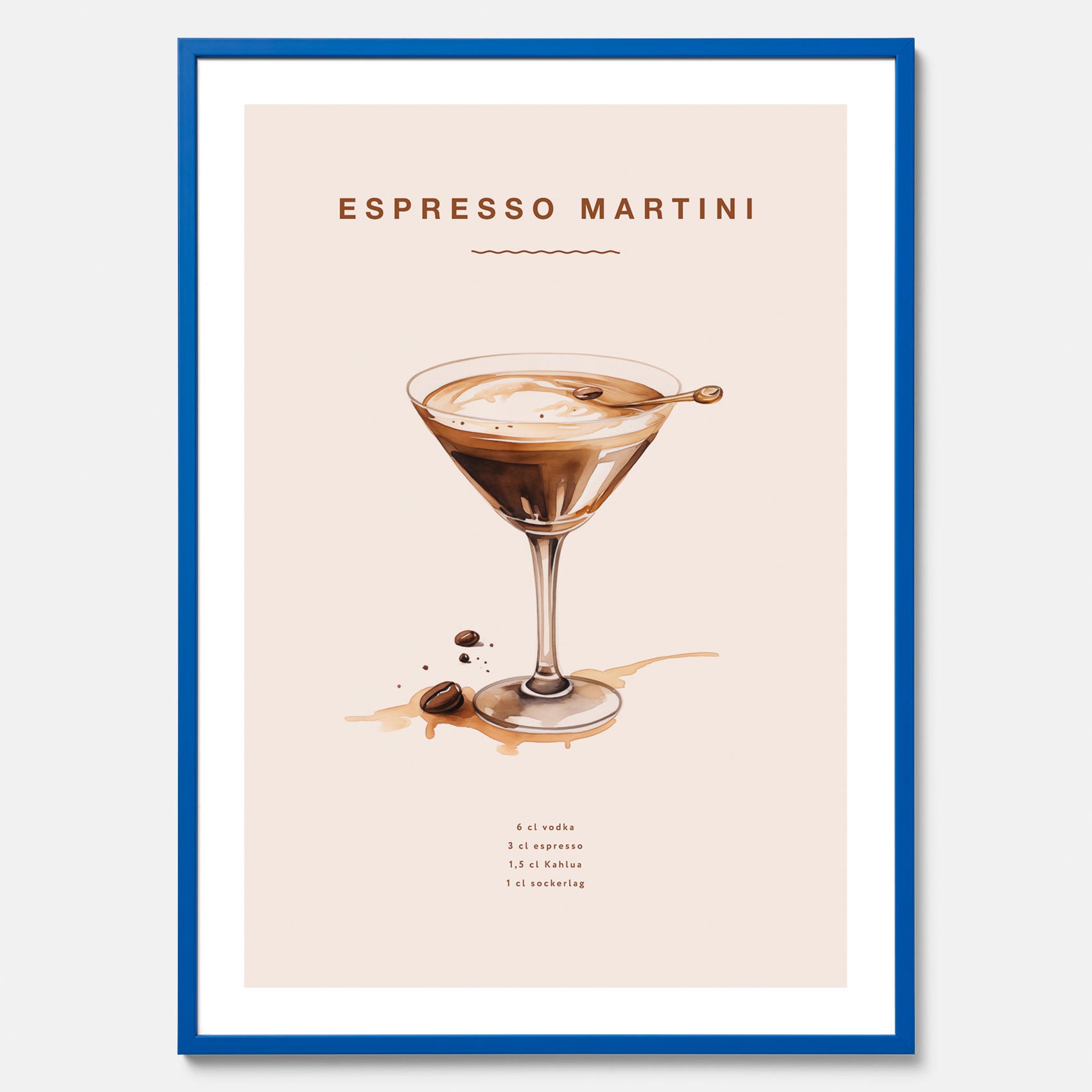 Tavla med Espresso Martini drink poster, drinkposter, drinktavla