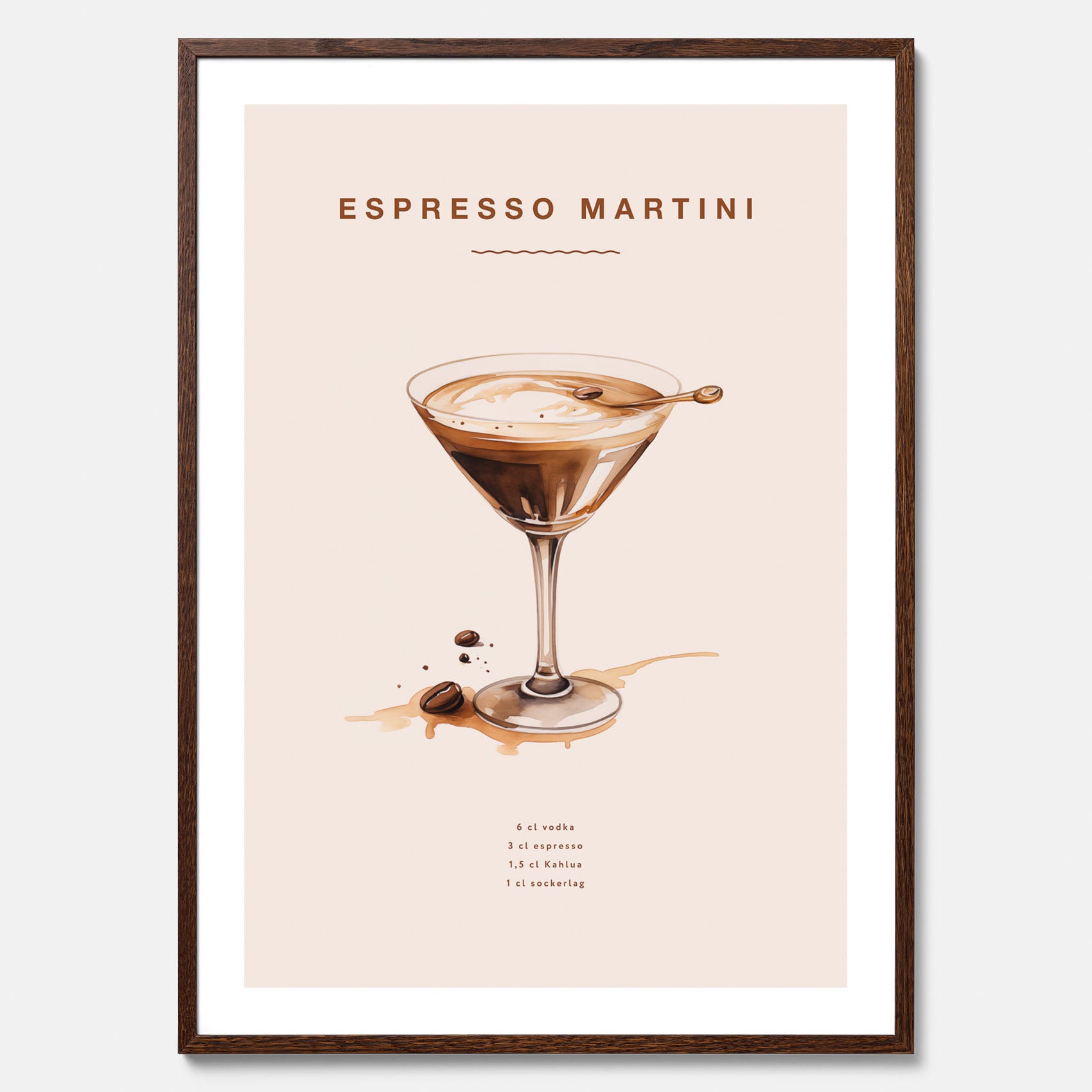 Tavla med Espresso Martini drink poster, drinkposter, drinktavla