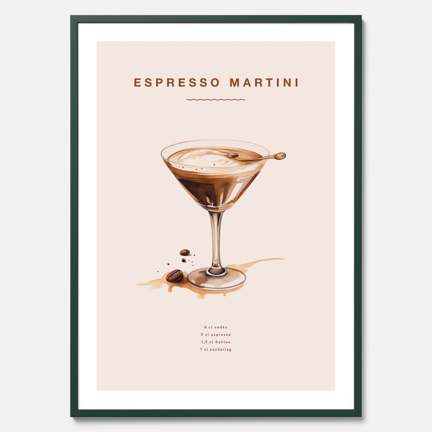 Tavla med Espresso Martini drink poster, drinkposter, drinktavla