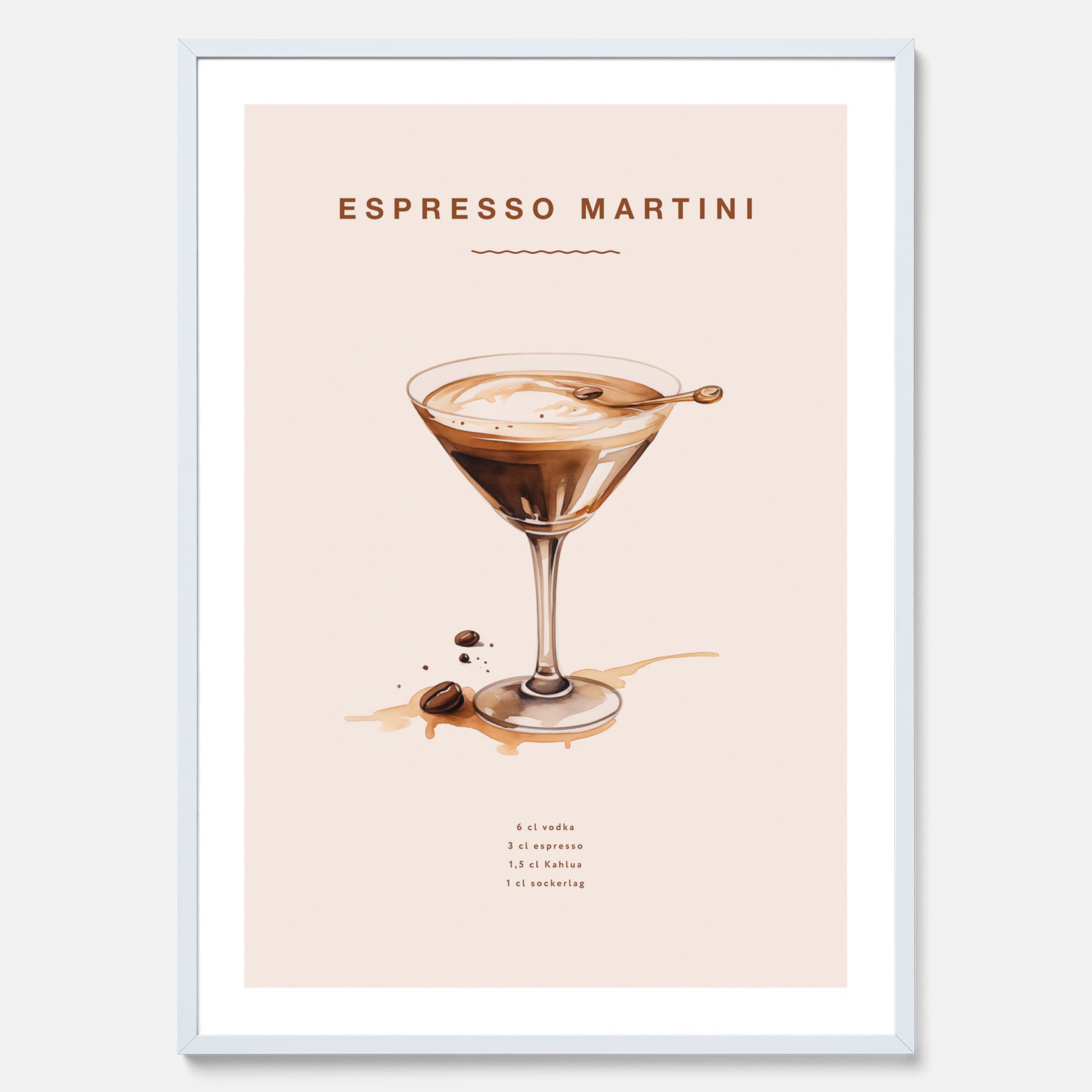 Tavla med Espresso Martini drink poster, drinkposter, drinktavla