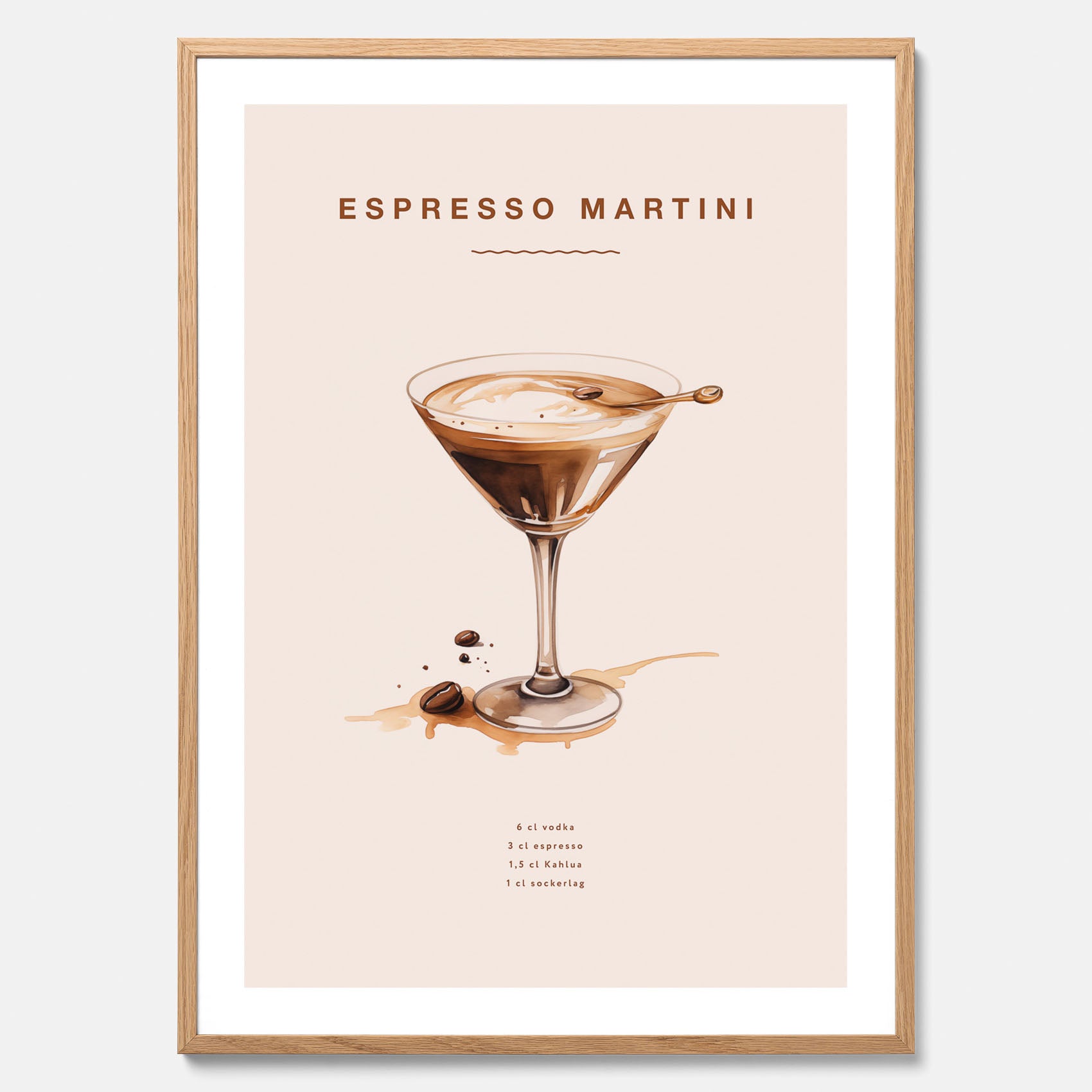 Tavla med Espresso Martini drink poster, drinkposter, drinktavla