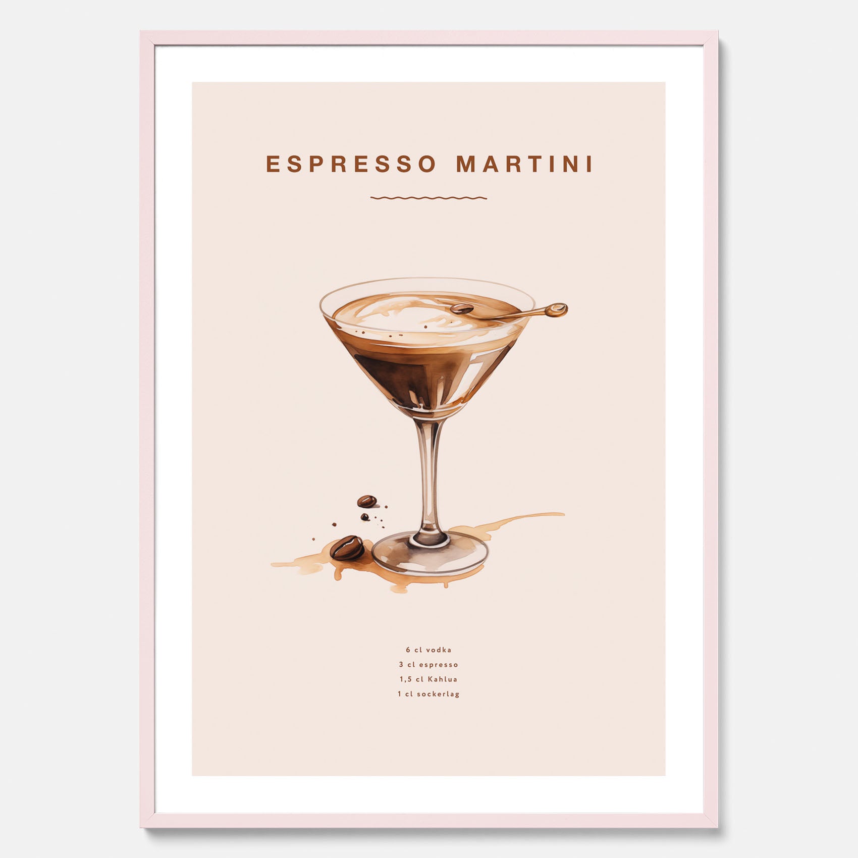 Tavla med Espresso Martini drink poster, drinkposter, drinktavla