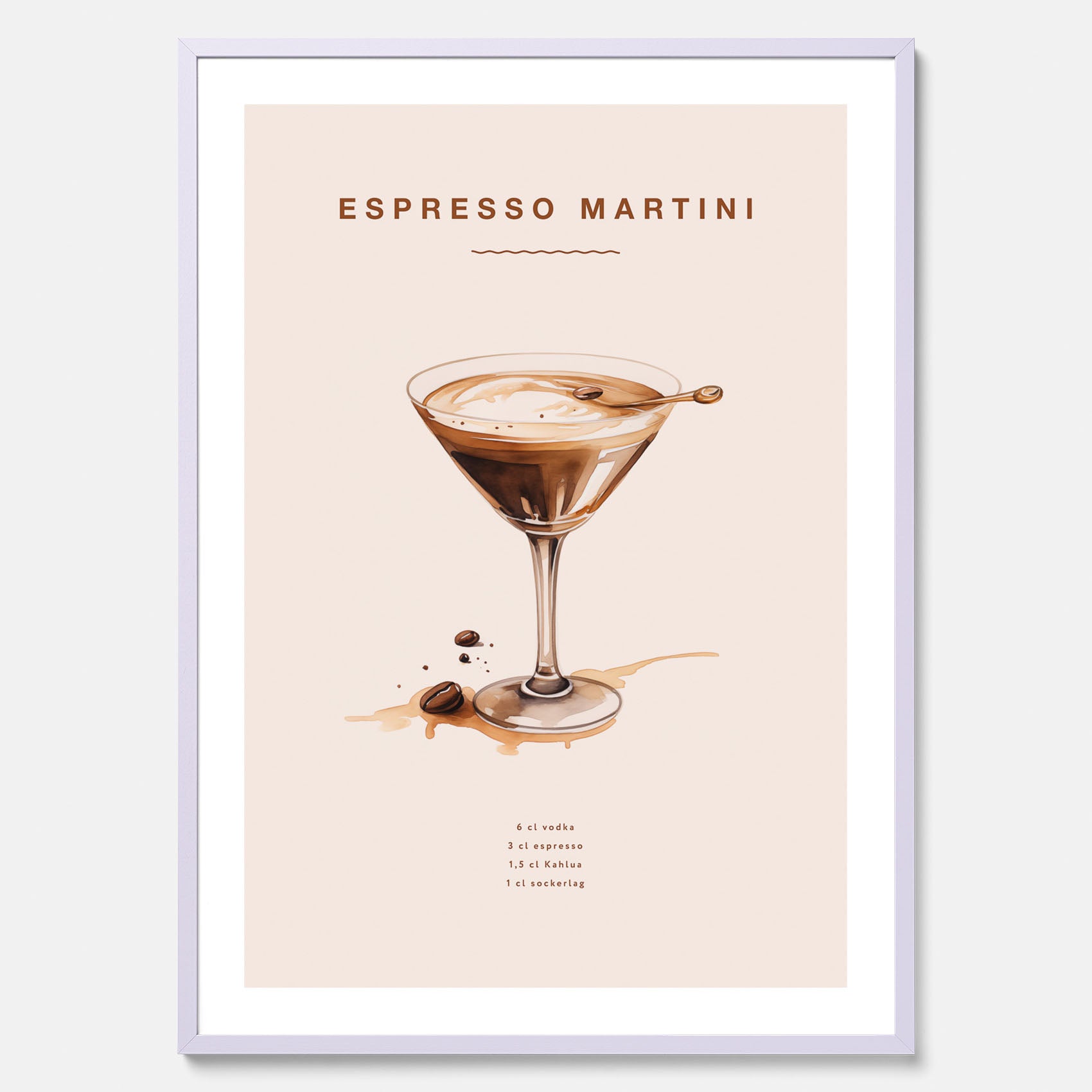 Tavla med Espresso Martini drink poster, drinkposter, drinktavla
