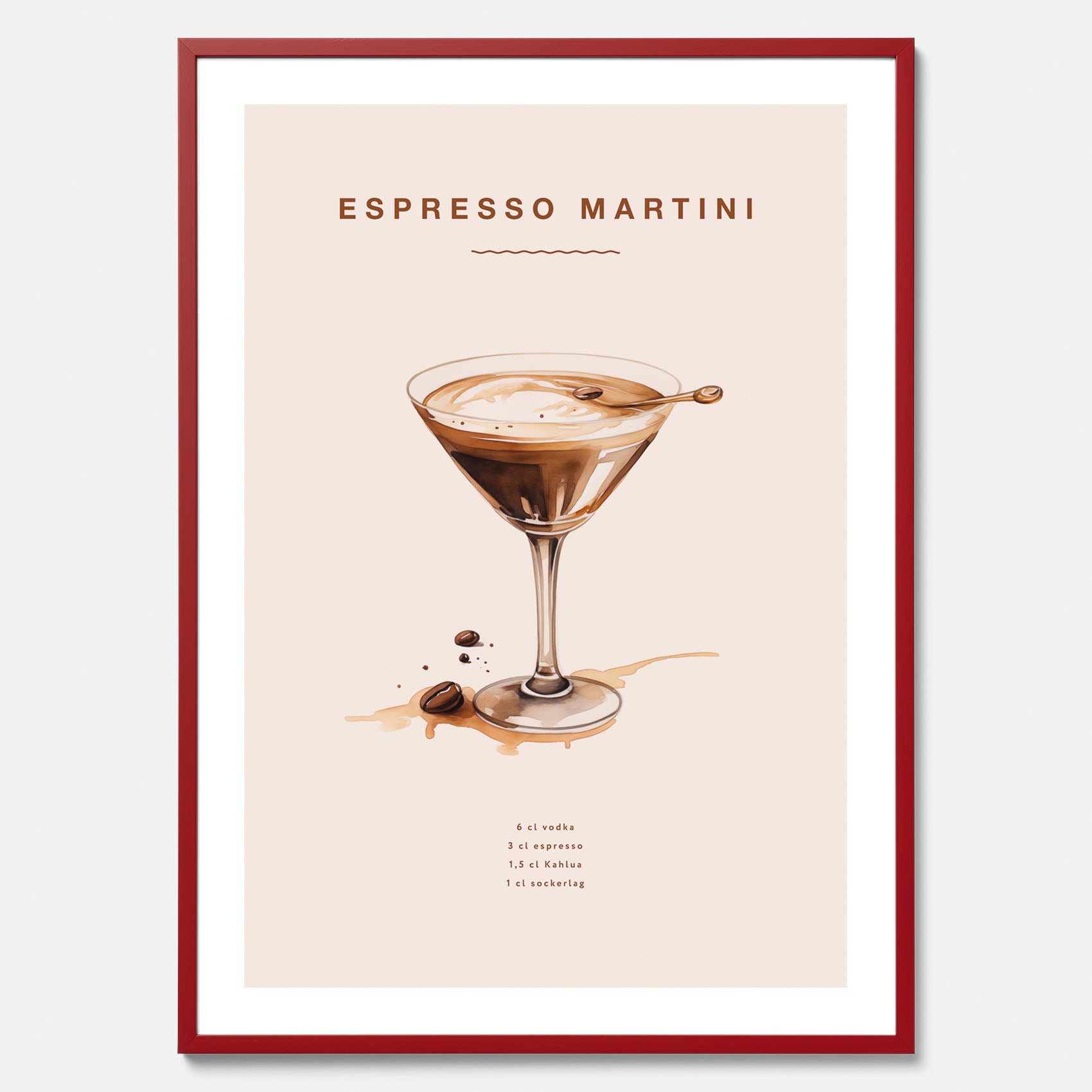 Tavla med Espresso Martini drink poster, drinkposter, drinktavla