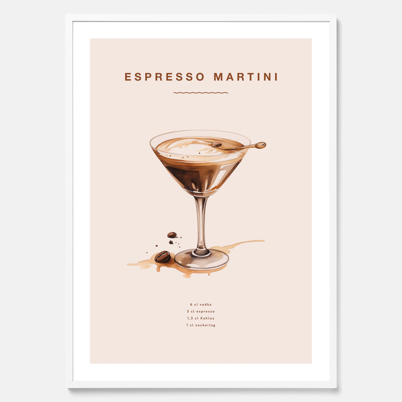 Tavla med Espresso Martini drink poster, drinkposter, drinktavla
