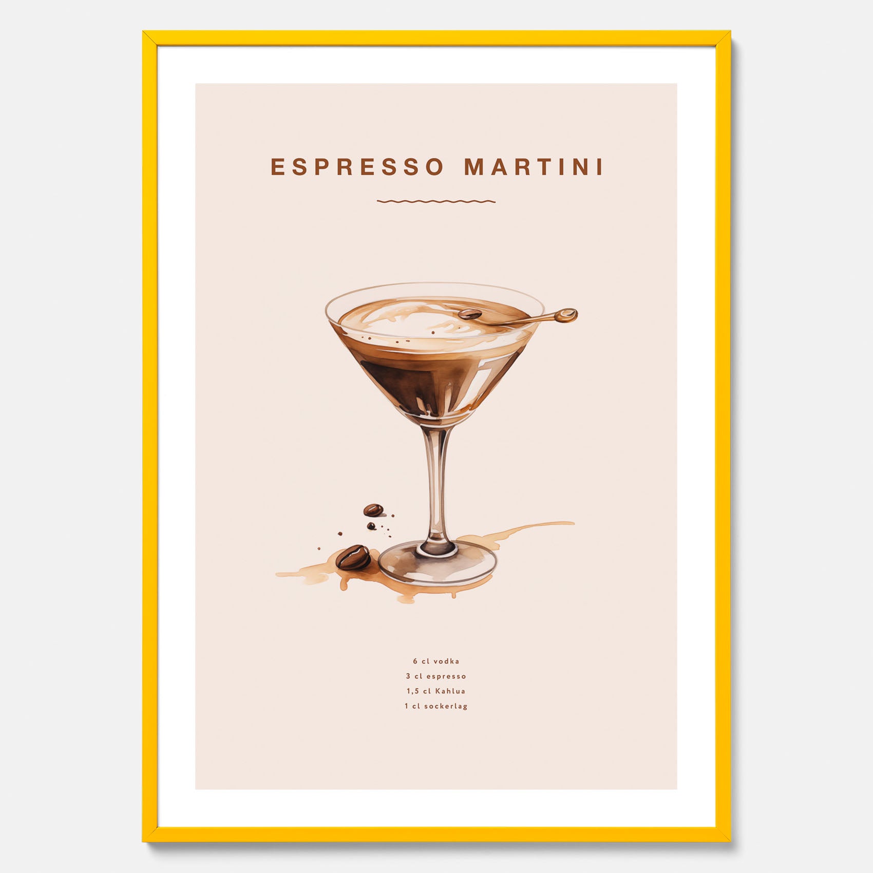 Tavla med Espresso Martini drink poster, drinkposter, drinktavla