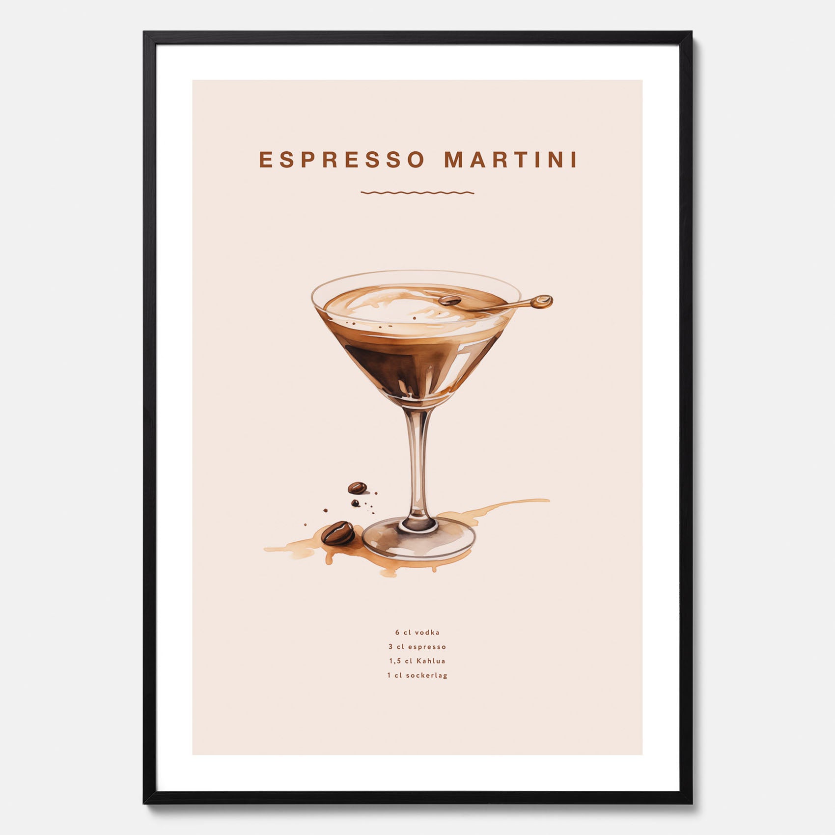 Tavla med Espresso Martini drink poster, drinkposter, drinktavla