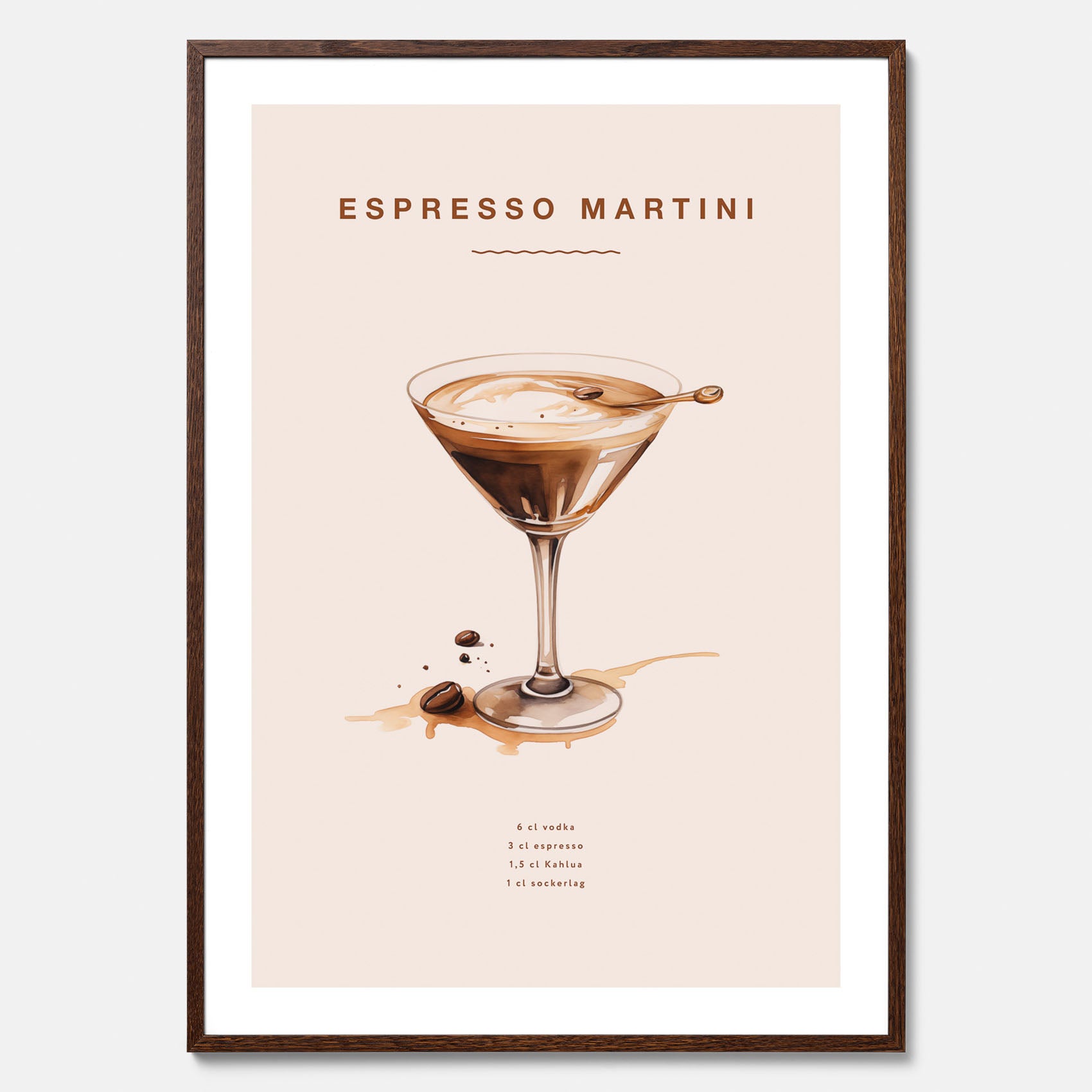Tavla med Espresso Martini drink poster, drinkposter, drinktavla