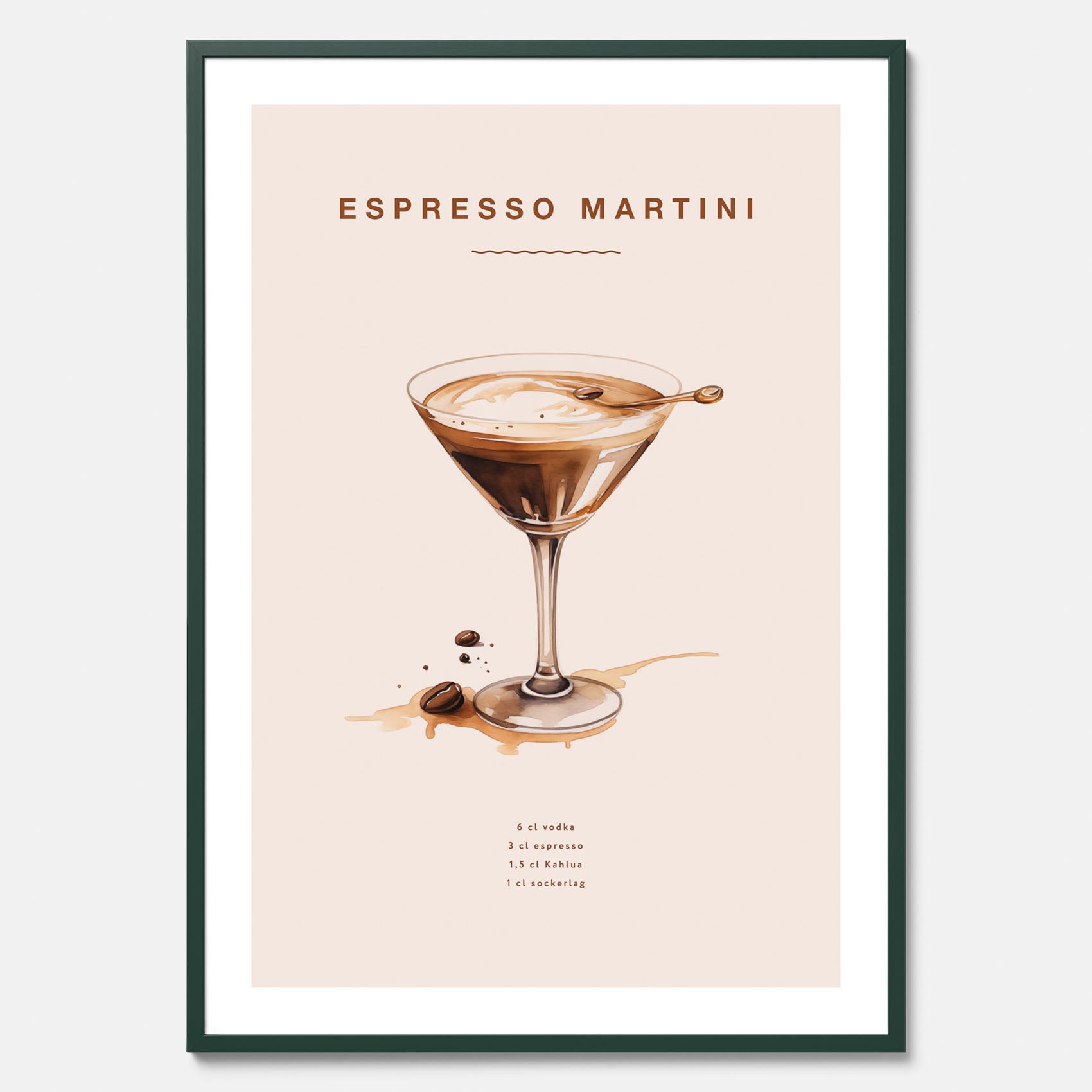 Tavla med Espresso Martini drink poster, drinkposter, drinktavla