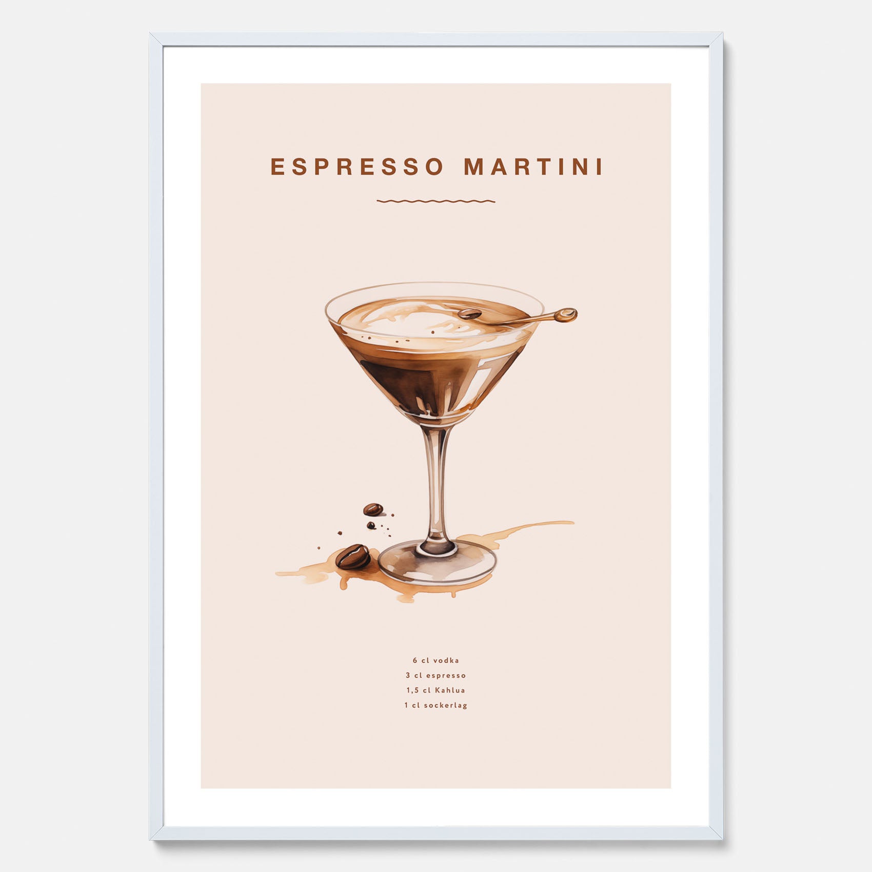 Tavla med Espresso Martini drink poster, drinkposter, drinktavla