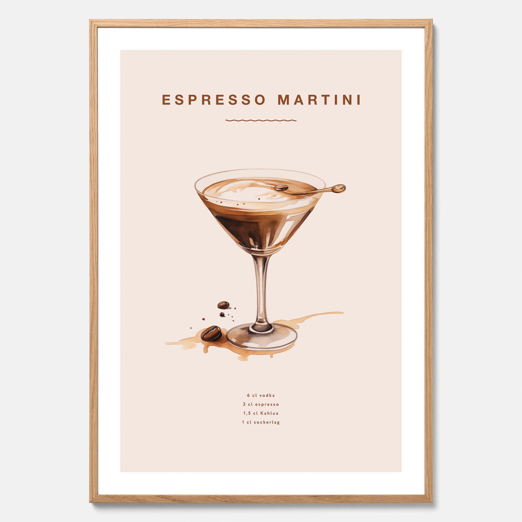 Tavla med Espresso Martini drink poster, drinkposter, drinktavla