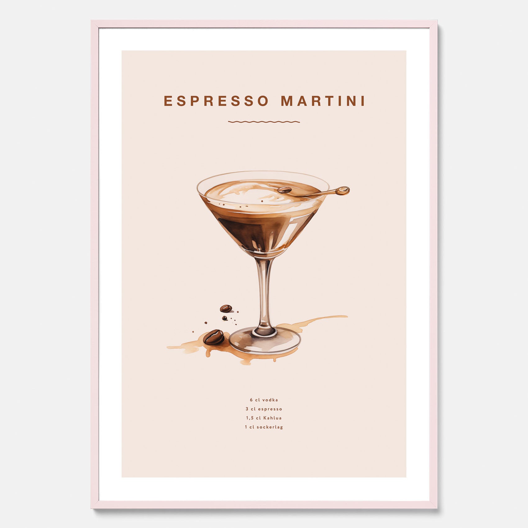 Tavla med Espresso Martini drink poster, drinkposter, drinktavla