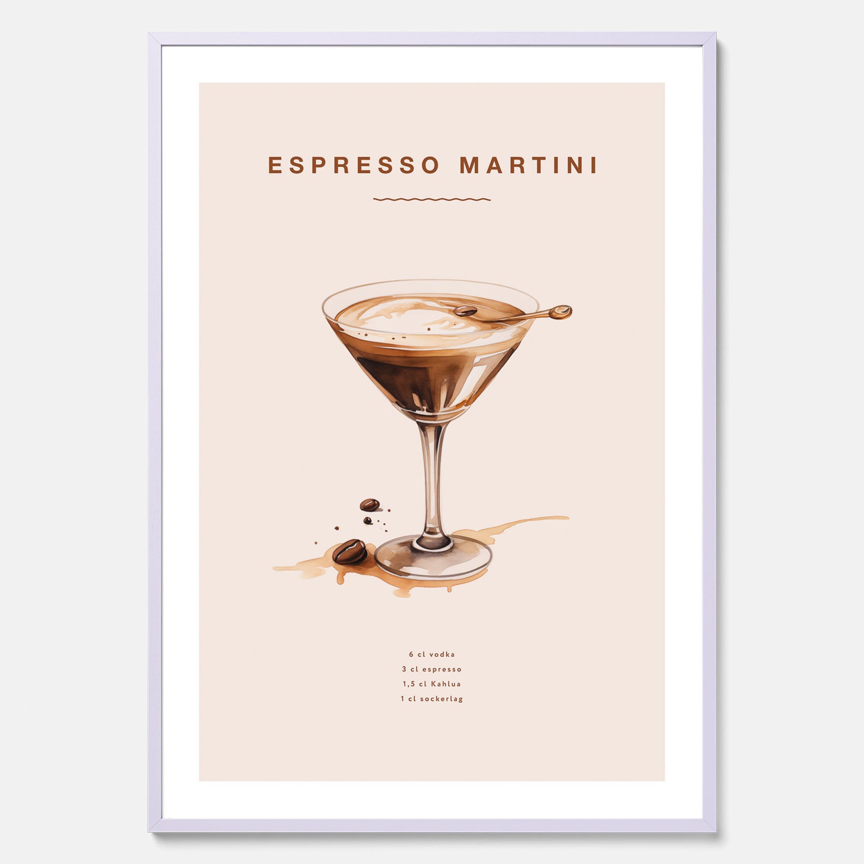 Tavla med Espresso Martini drink poster, drinkposter, drinktavla